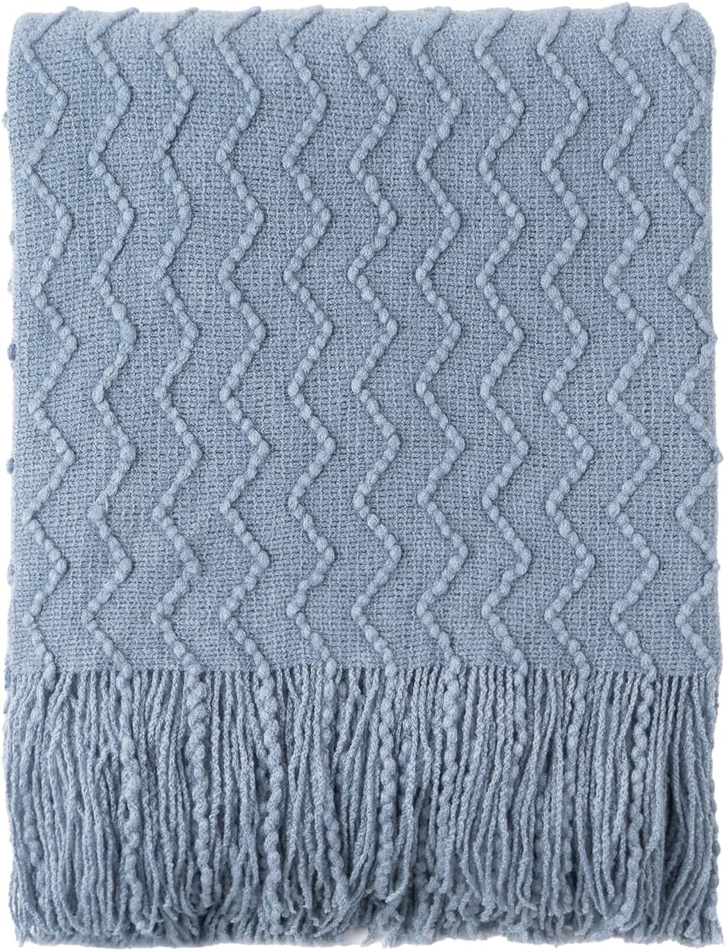 BATTILO HOME Throw Blanket for Couch, Textured Knit Throw, Bluish Grey Throws for Home Decor, Soft Blanket Throw for Bedroom Decor Housewarming Gifts, 50"x60"