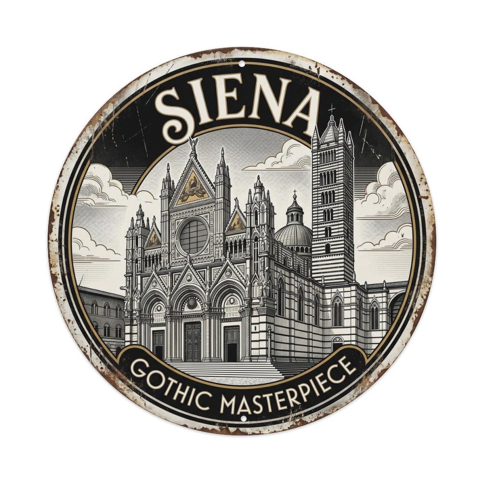 Vintage Travel Siena Cathedral Italy Metal Tin Sign