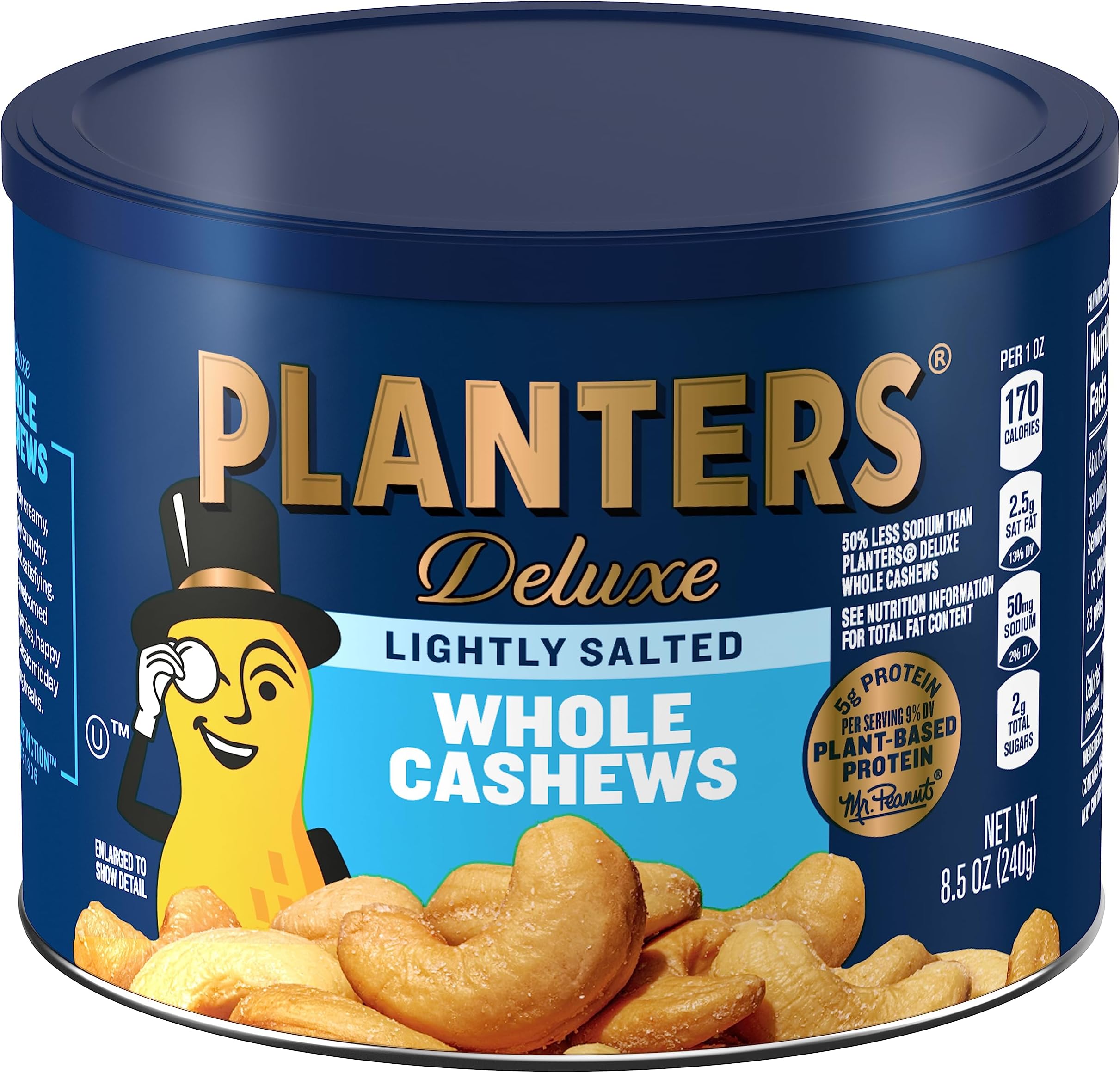 Lightly Salted Whole Cashews (8.5 oz Canister)