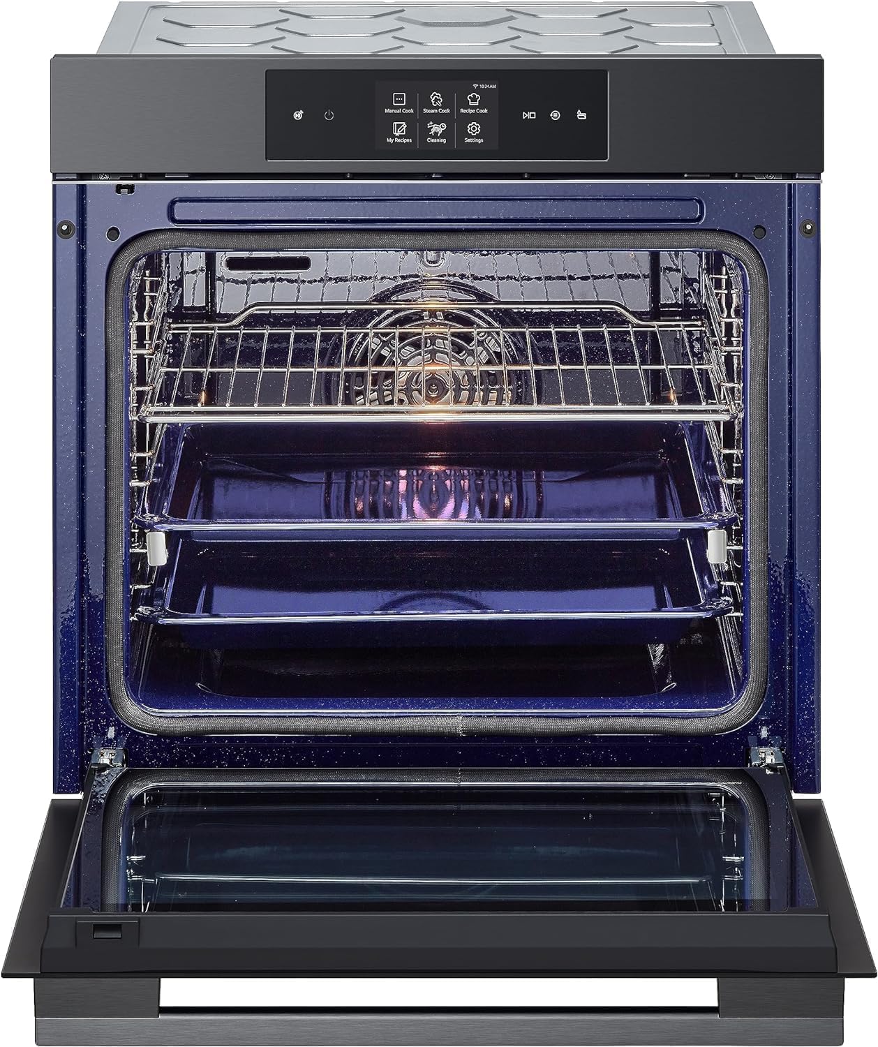 LG InstaView WSED7665B Four encastrable à vapeur, classe A++, 76L, 300°C, écran tactile 4,3", Air Fry, Sous Vide, Mode Pizza, Nettoyage EasyClean, Pyrolyse, Wi-Fi, Charnières amorties, Noir
