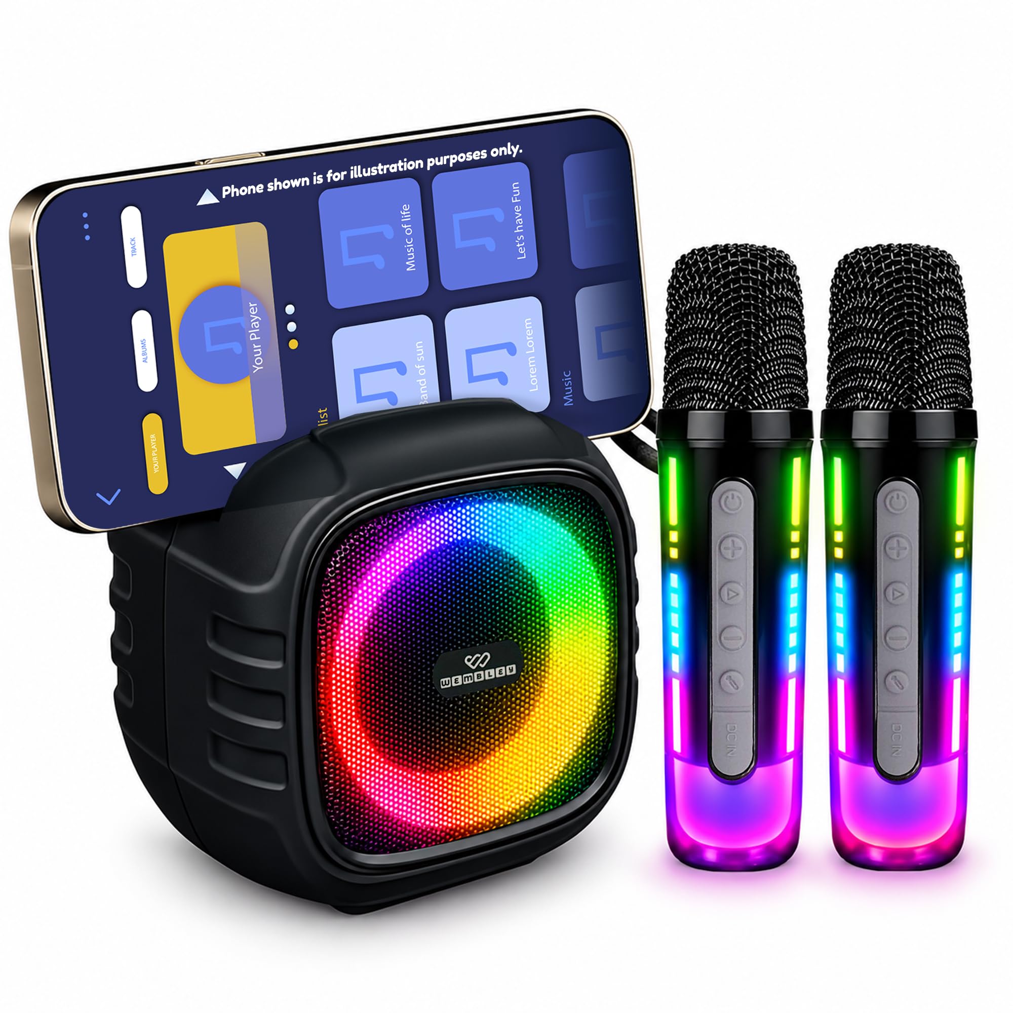 Wembley Karaoke Machine - Wireless Mic & Lights -1