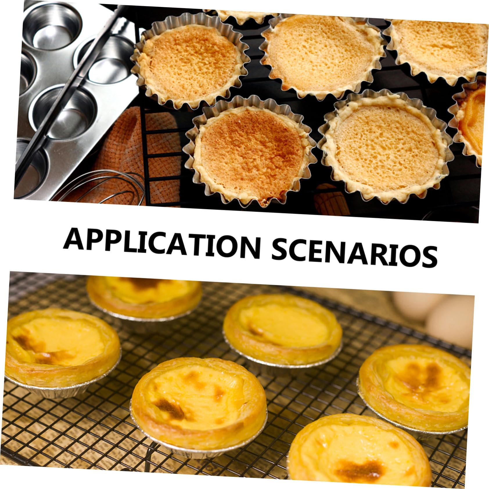 SECFOU 50 Stück Edelstahl Tartelette Formen Hitzebeständige Backformen für Eierkuchen Muffins und Pudding Stabile Wiederverwendbare Kuchenformen für Küche und Gastronomie