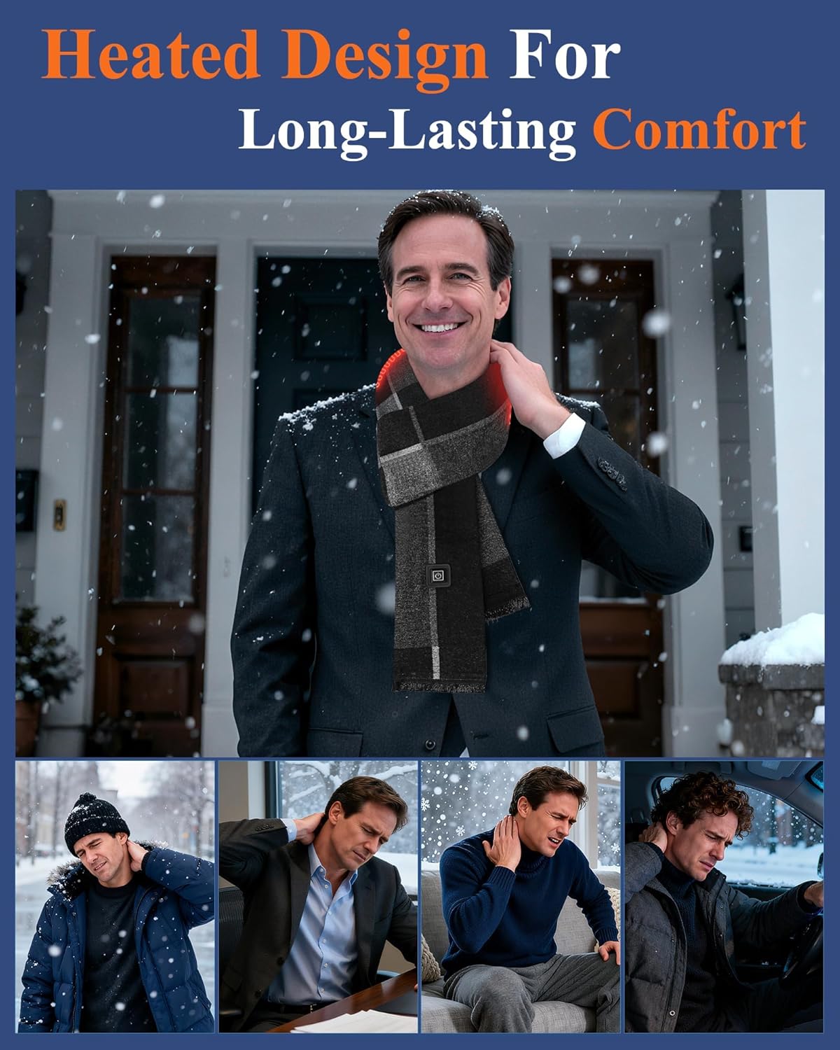 Heated Scarf For Men&Women 3 Adjustable Temperature Levels Rechargeable Battery Included Electric Winter Neck Scarf - Image 6