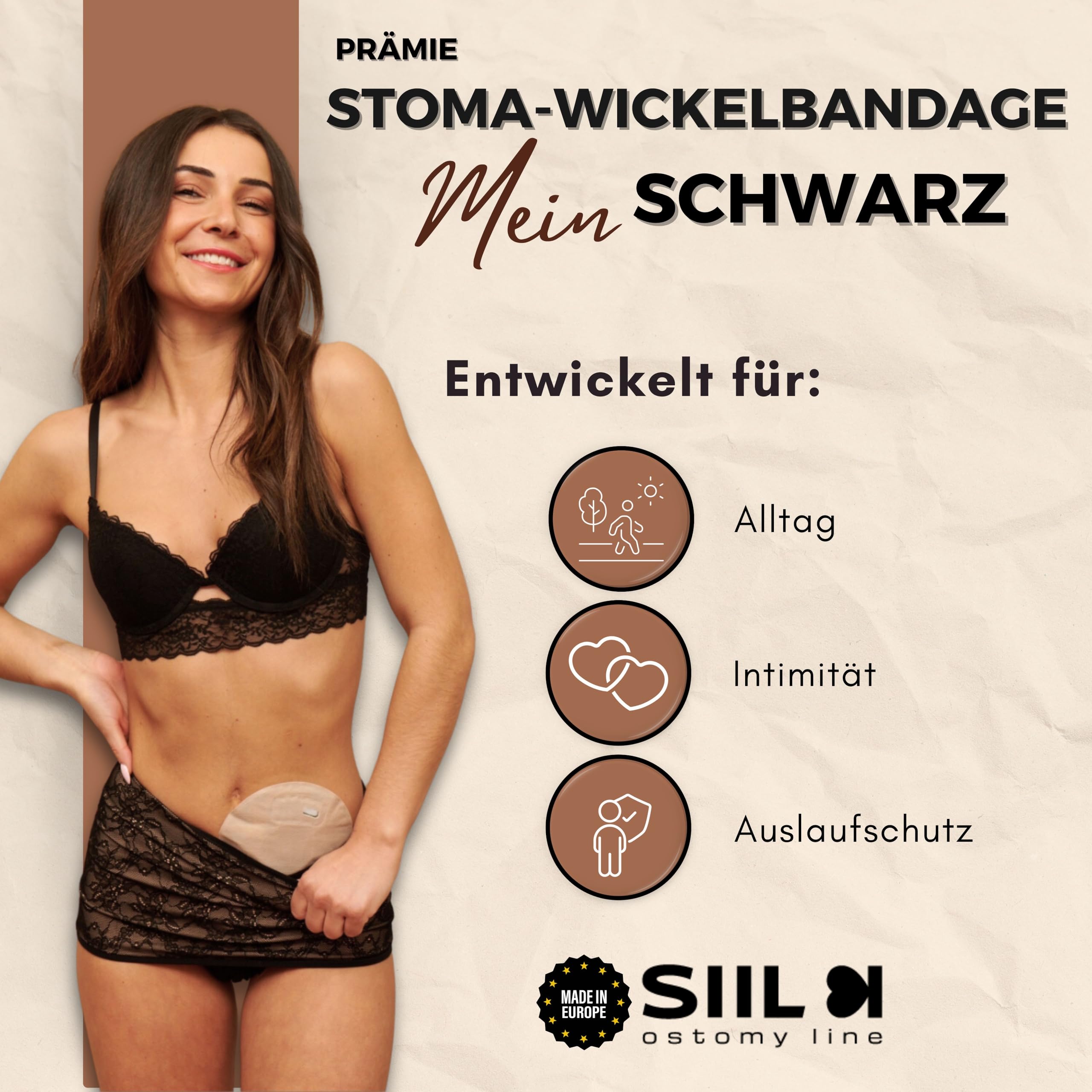 SIIL Stoma Wickel Bandage, Stomabeutel Schwarz, Abdeckung für Stomabeutel für Frauen Kolostomie Urostomie Illeostomie Kolostomie Bag Covers XS-XXL