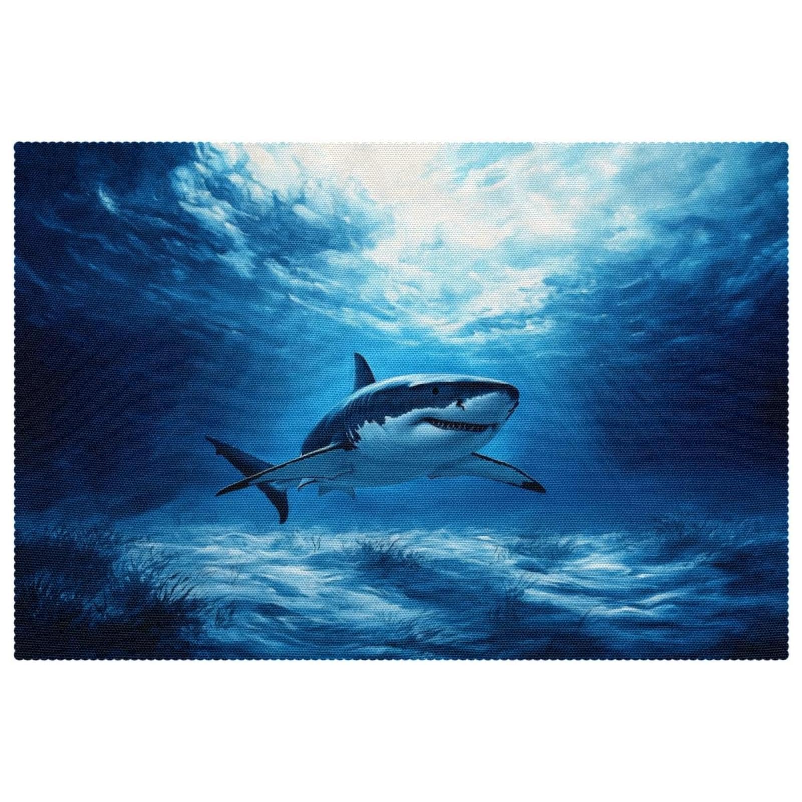 Set de table anti rayure Ocean Shark lot de 6 antidérapants isolants pour table en bois
