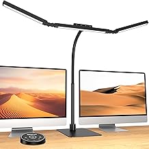 Desk Light LED "Width 980mm, Large Base, 3 Light Source Max+ Version, Wireless Remote Control, 24W, Independent Control, 2000Lx" 4-Step Dimming and Color Adjustment Environmental Auxiliary