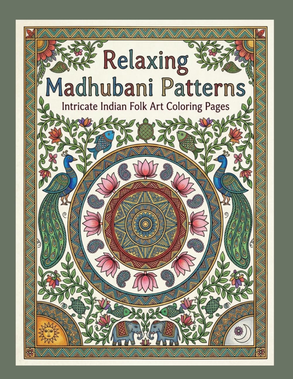 Relaxing Madhubani pattern (Madhubani coloring art)