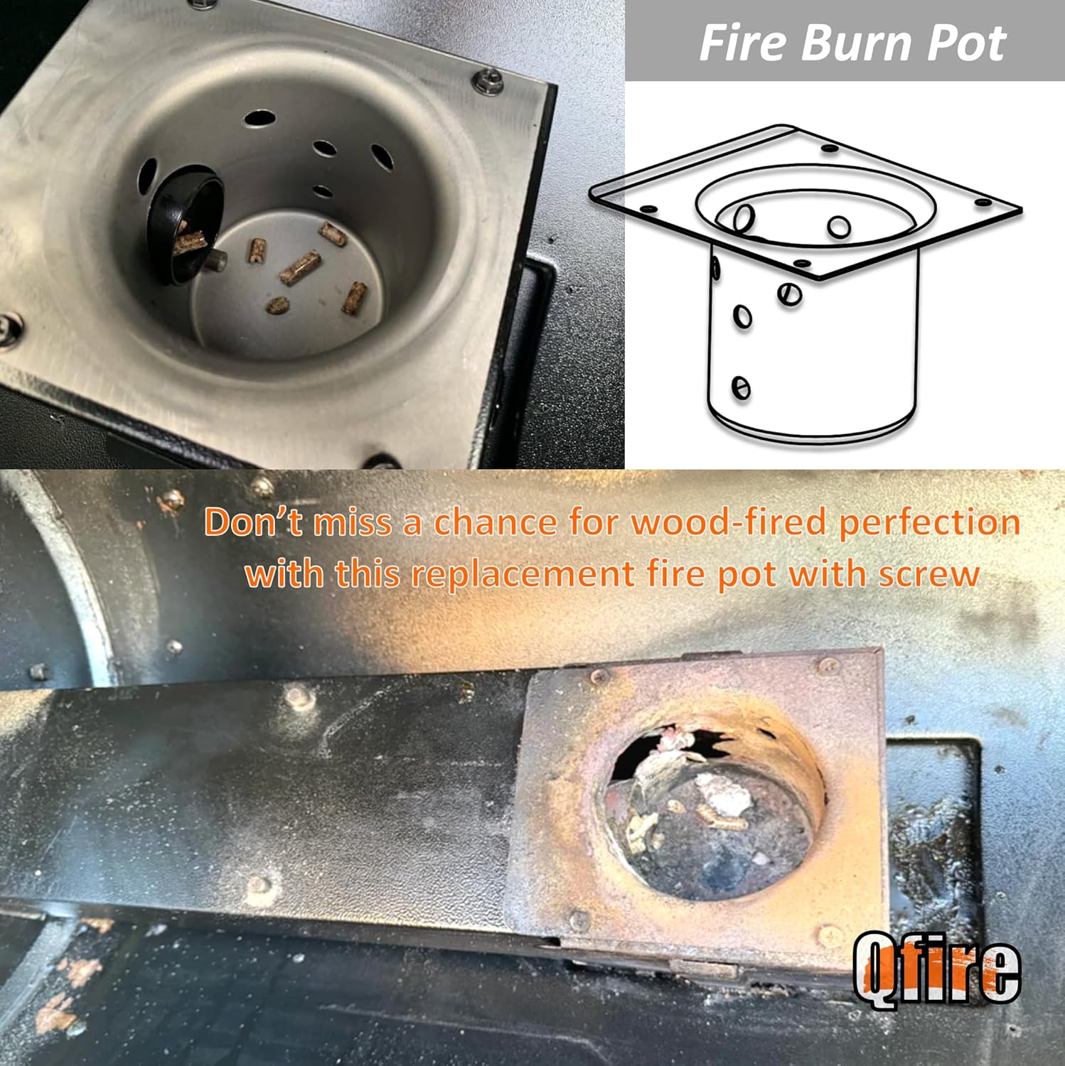 Fire Burn Pot for Pit Boss Pro 1150/1160 Pellet Grill, Firepot for Pit Boss PB1150PS2, PB1600PS1, PB1150PS3 Wood Pellet Grill