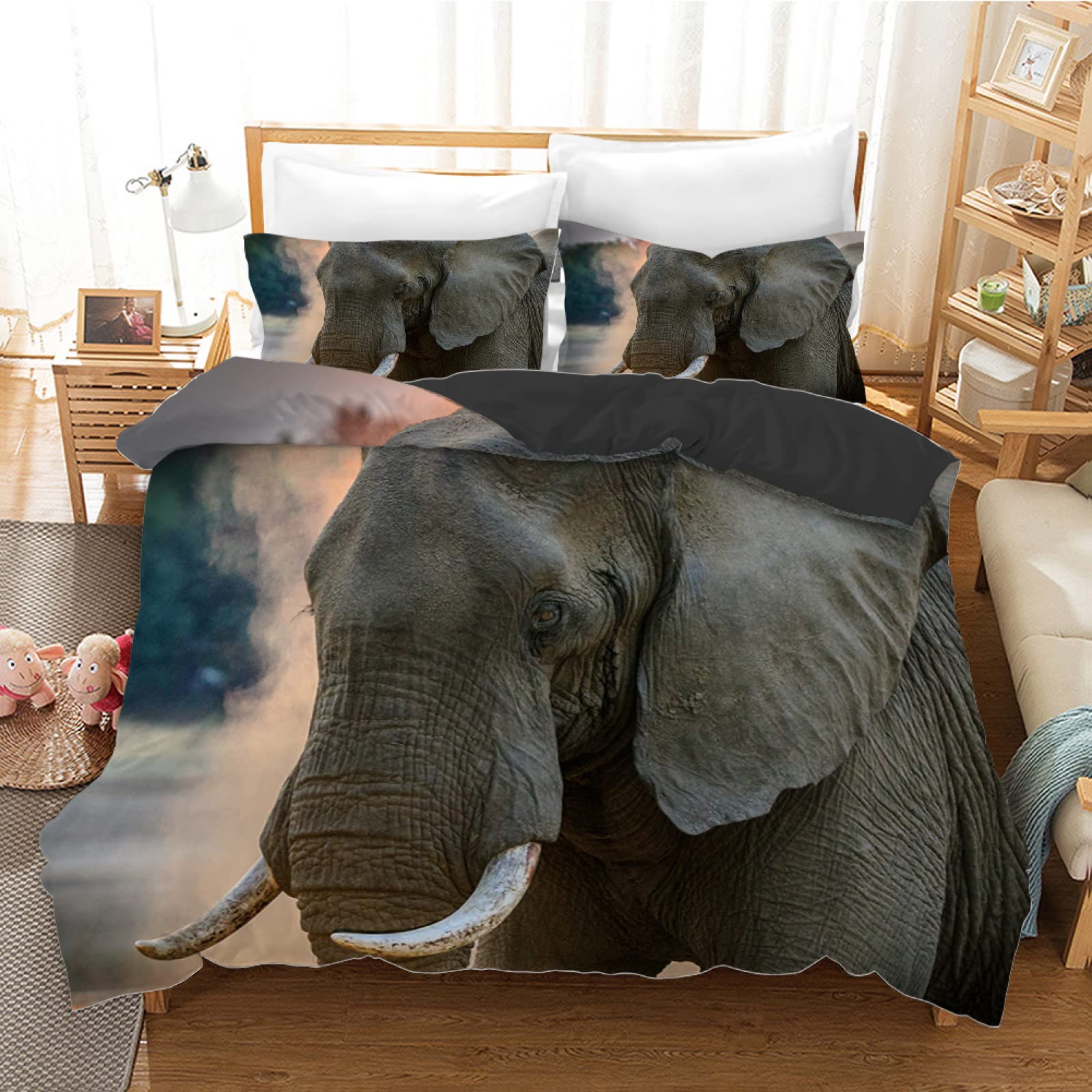Parure de lit 90x190 gris pour chambre d'enfant avec housse de couette en microfibre et taie