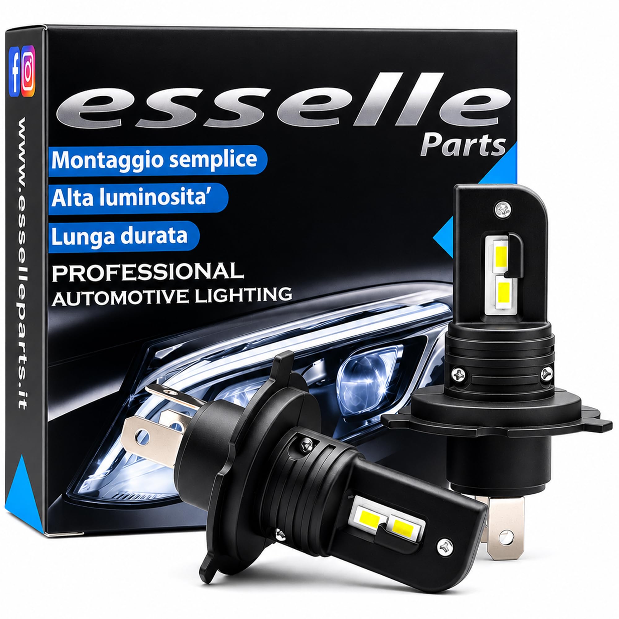 Kit LED H4 Compatibile per Fiat Punto 8000 Lumen 6000K Bianco Ghiaccio CANBUS Plug & Play Anabbaglianti Abbaglianti