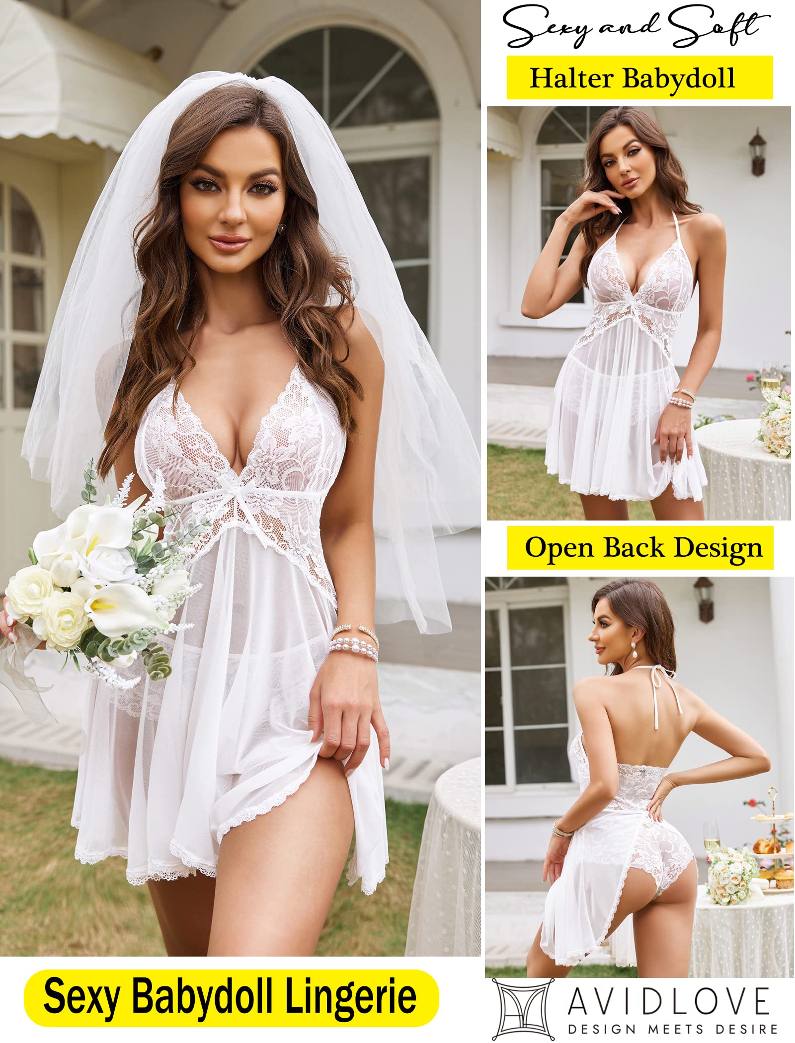GXNRHG Lingerie pour Femmes Dentelle Nuisette Licou Chemise col en V Chemise de Nuit vêtements de Nuit Sexy Chemise de Nuit