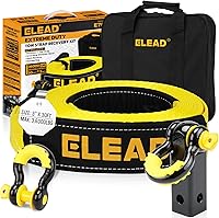ELEAD Heavy Duty Recovery Tow Strap Kit 3x30ft 36K LB Break Strength with Hooks, Shackles & Hitch Receiver for Trucks SUVs ATVs