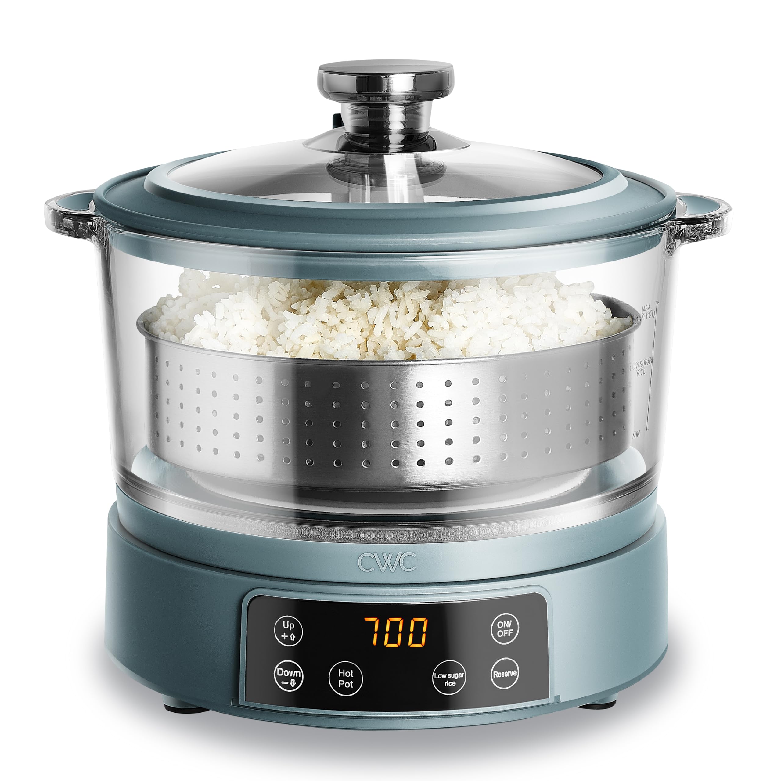 COOK WITH COLOR 3L Glass Mini Low Carb Rice Cooker