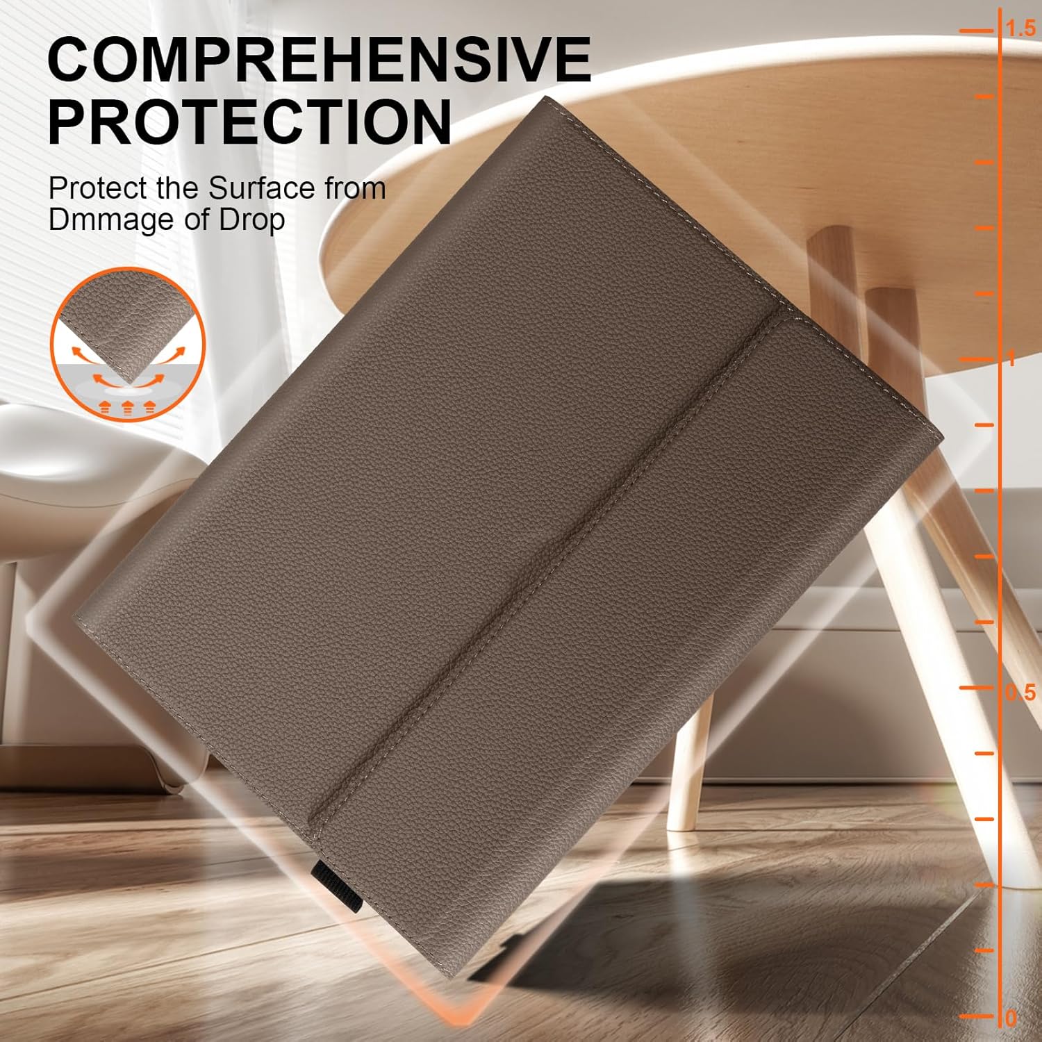 for Microsoft Surface Pro 4/5/6/7/7+ 12.3" Case, Premium Leather Protective Cover with Surface Pen Holder & Multi-Angle Kickstand, Type Cover Compatible, Auto Sleep/Wake, Gray Brown