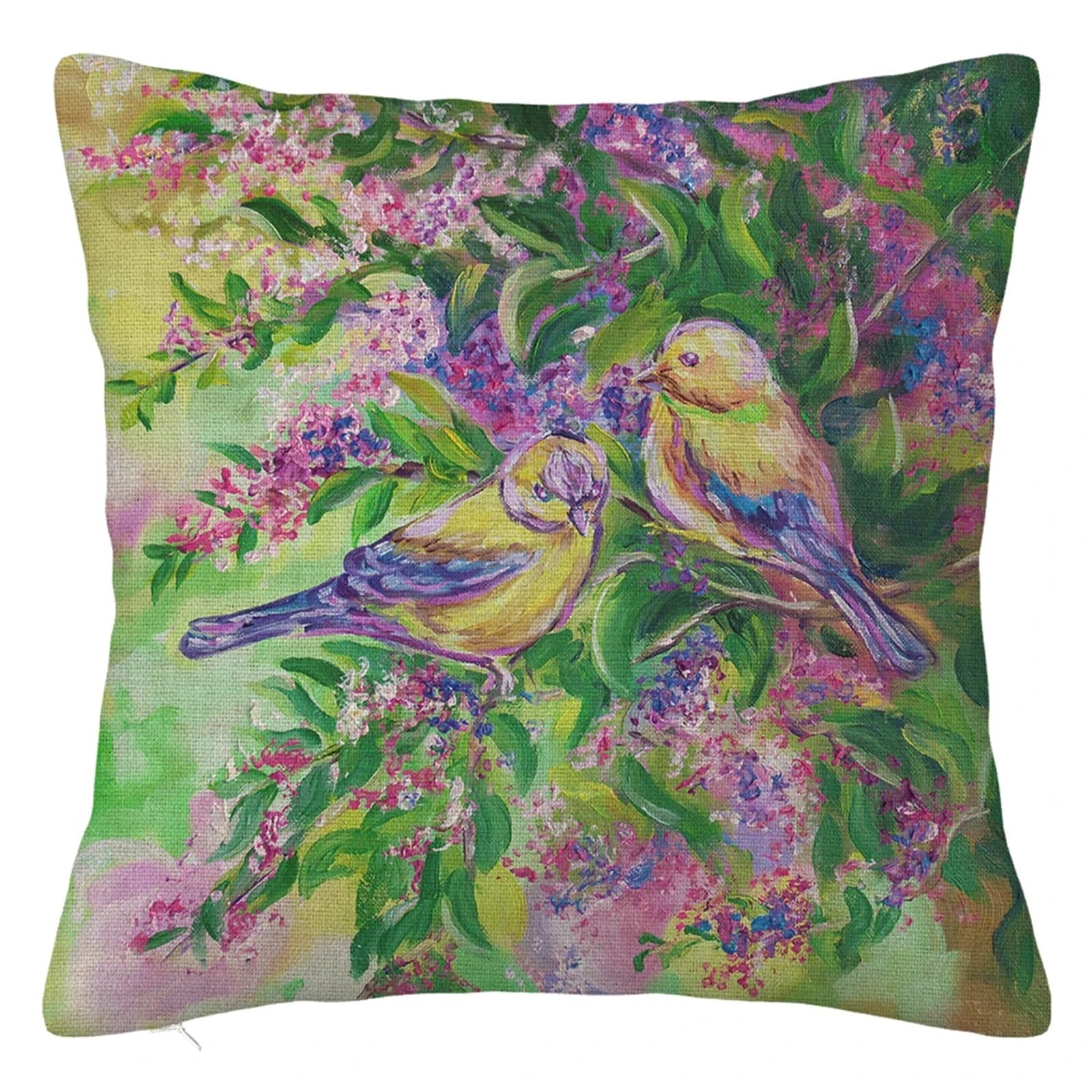 SHBHWS Branch Bird Flower Linen Pillowcase Sofa Cushion Cover Home Decoration 40x40 50x50 60x60 45x45 For Living Room Sofa(Color 11,600mm*600mm)