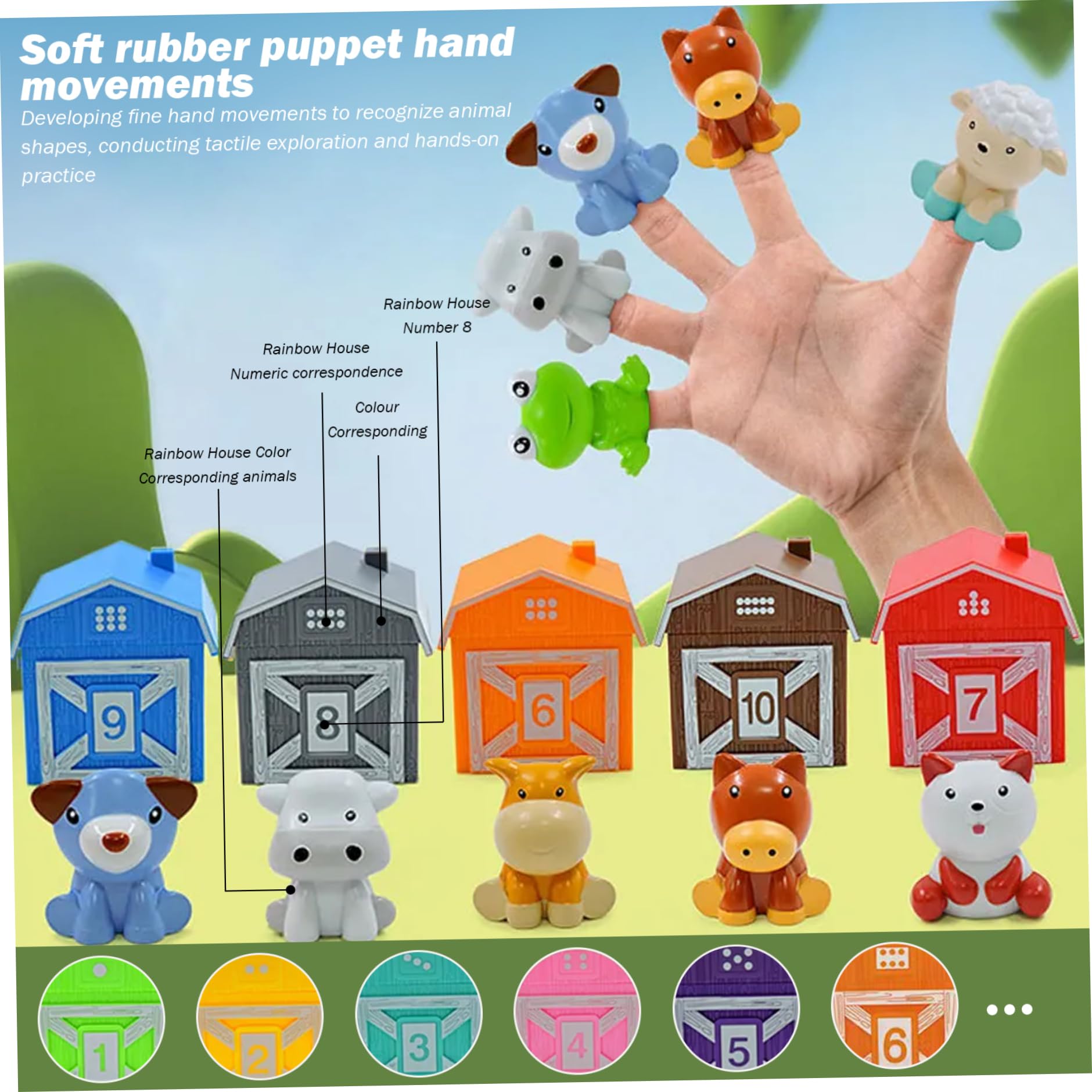 Juguetes de Animales de Granja para bebés, 20 Unidades/Juego, Dibujos Animados numerados, Vibrantes, Juguetes de Aprendizaje para niños pequeños, Lindo Desarrollo, cumpleaños de Granja para Padre.