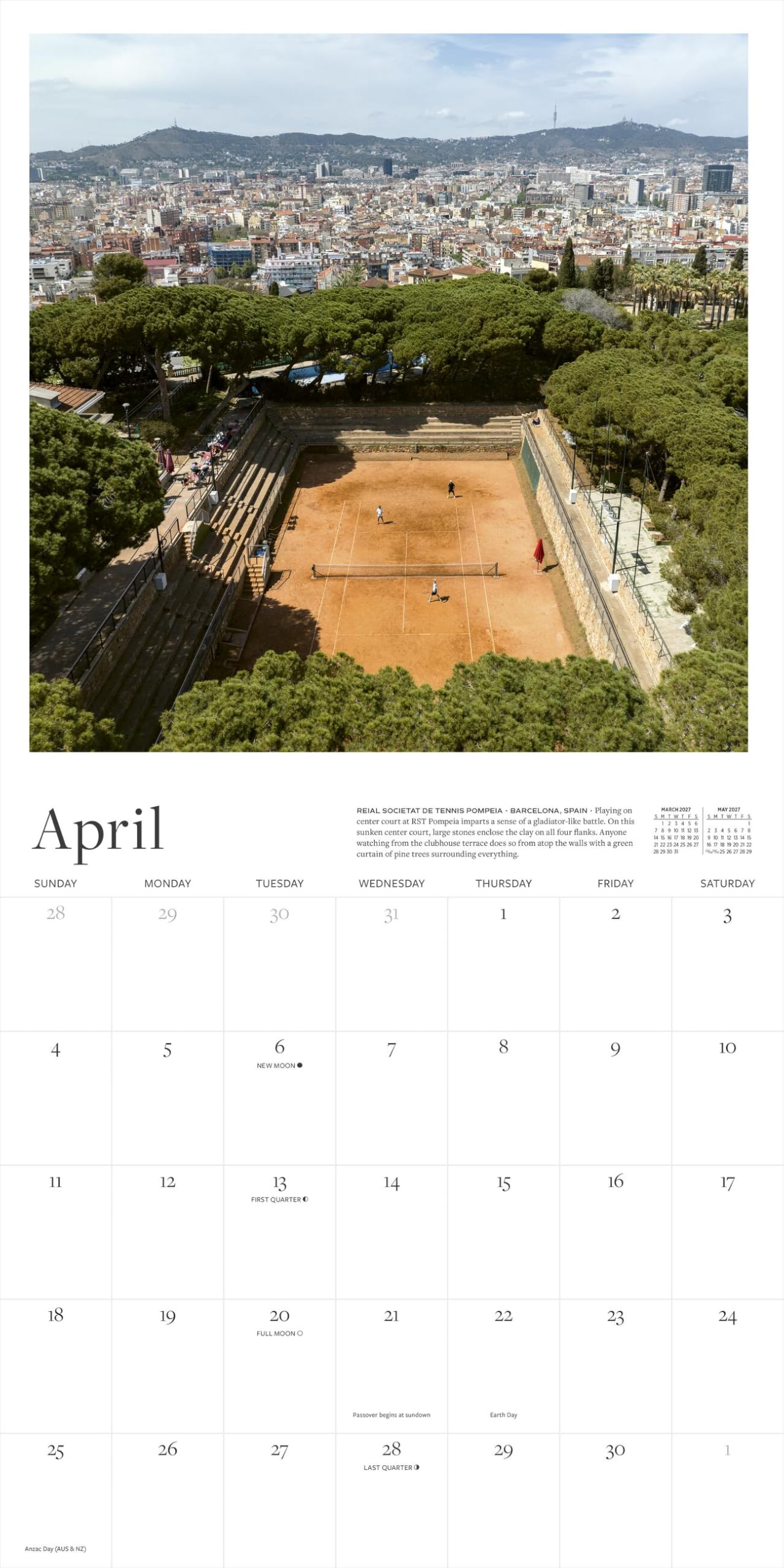 The Tennis Court Wall Calendar 2027: A Year of the World's Greatest Tennis Courts