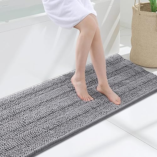 Miniatura 69 de Grandaily - Alfombras de baño de felpilla a rayas, extragruesas y absorbentes, antideslizantes, con fibras largas y suaves, lavables a máquina, para