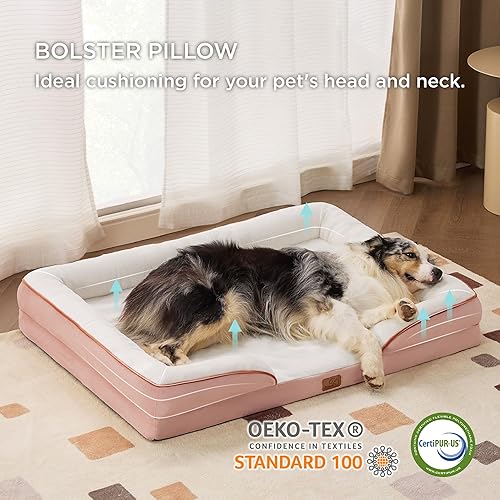 Vista 308 de Bedsure - Cama ortopédica mediana para perros, sofá cama impermeable para perros medianos, espuma de soporte con funda extraíble y lavable, forro
