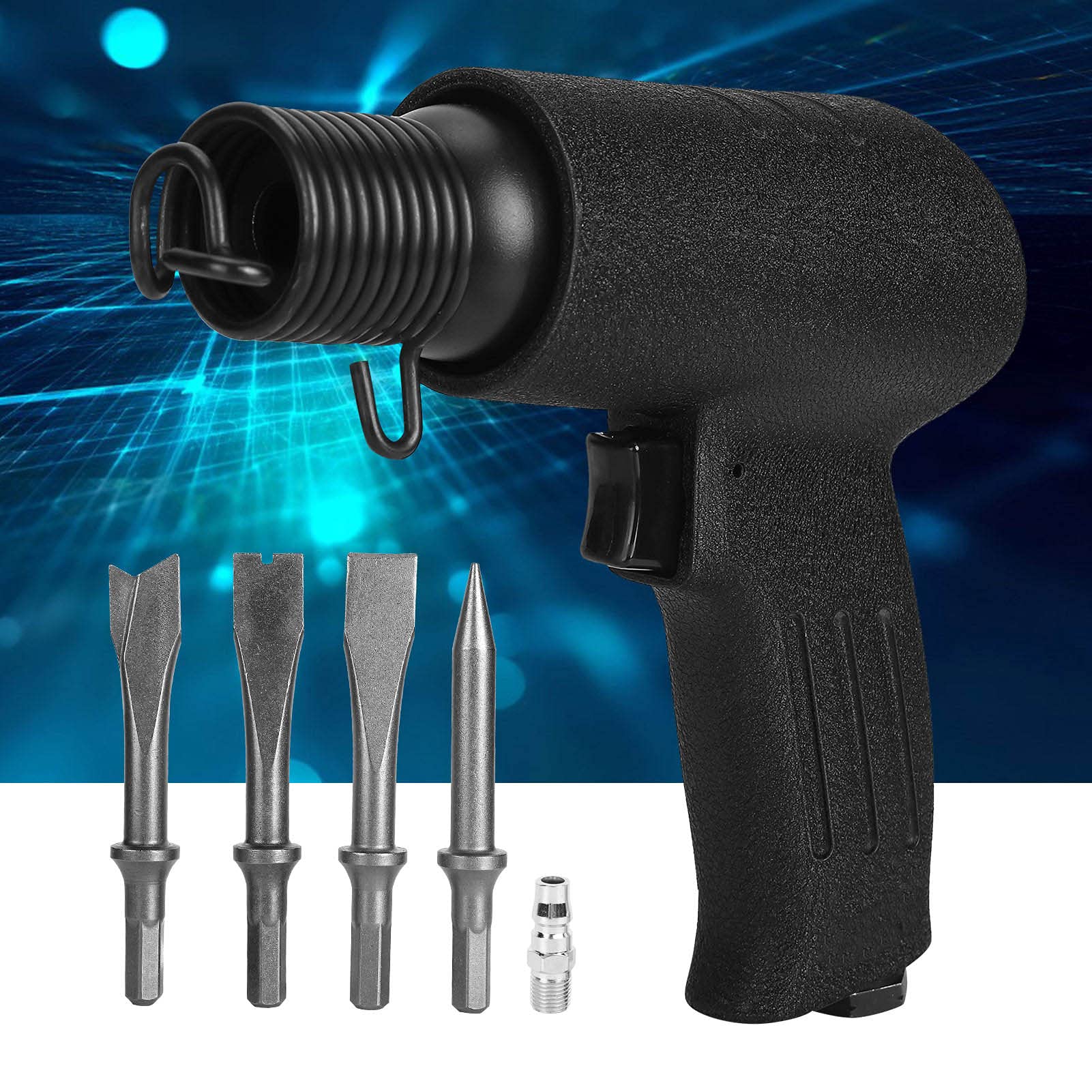 KP – 762 Luftmeißelschaufel, pneumatisches Hammerwerkzeug-Set mit 4 Meißelköpfen, 4200 bpm Schlaggeschwindigkeit zum Schneiden von Schaufeln, Schlitzen, Konstruktion aus legiertem (Japanischer Stil)