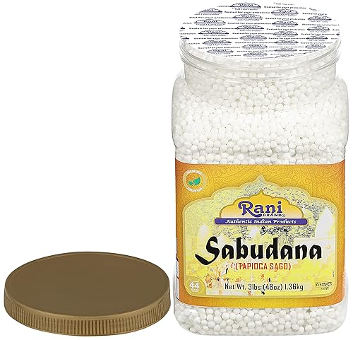 Miniatura 5 de Rani Sabudana (Tapioca / Sago) Perlas de 48 onzas (3 libras), tarro de PET a granel de 3.0 lbs, todo natural, vegano, sin colores, sin OMG, origen