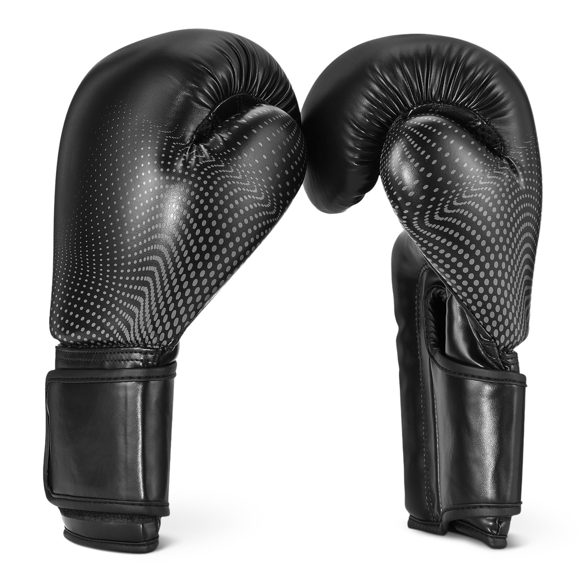 Amazon Basics Kunstleder Boxhandschuhe für Damen und Herren - Trainingshandschuhe für Sparring, MMA, Muay Thai - Ergonomisches und Atmungsaktives Design mit Handgelenkstütze - Schwarz