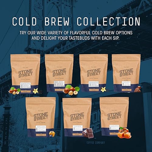 Miniatura 9 de Stone Street Café con sabor a café frío, sabor natural a nuez de caramelo, bajo en ácido, 100% colombiano, café gourmet, molido grueso, tostado