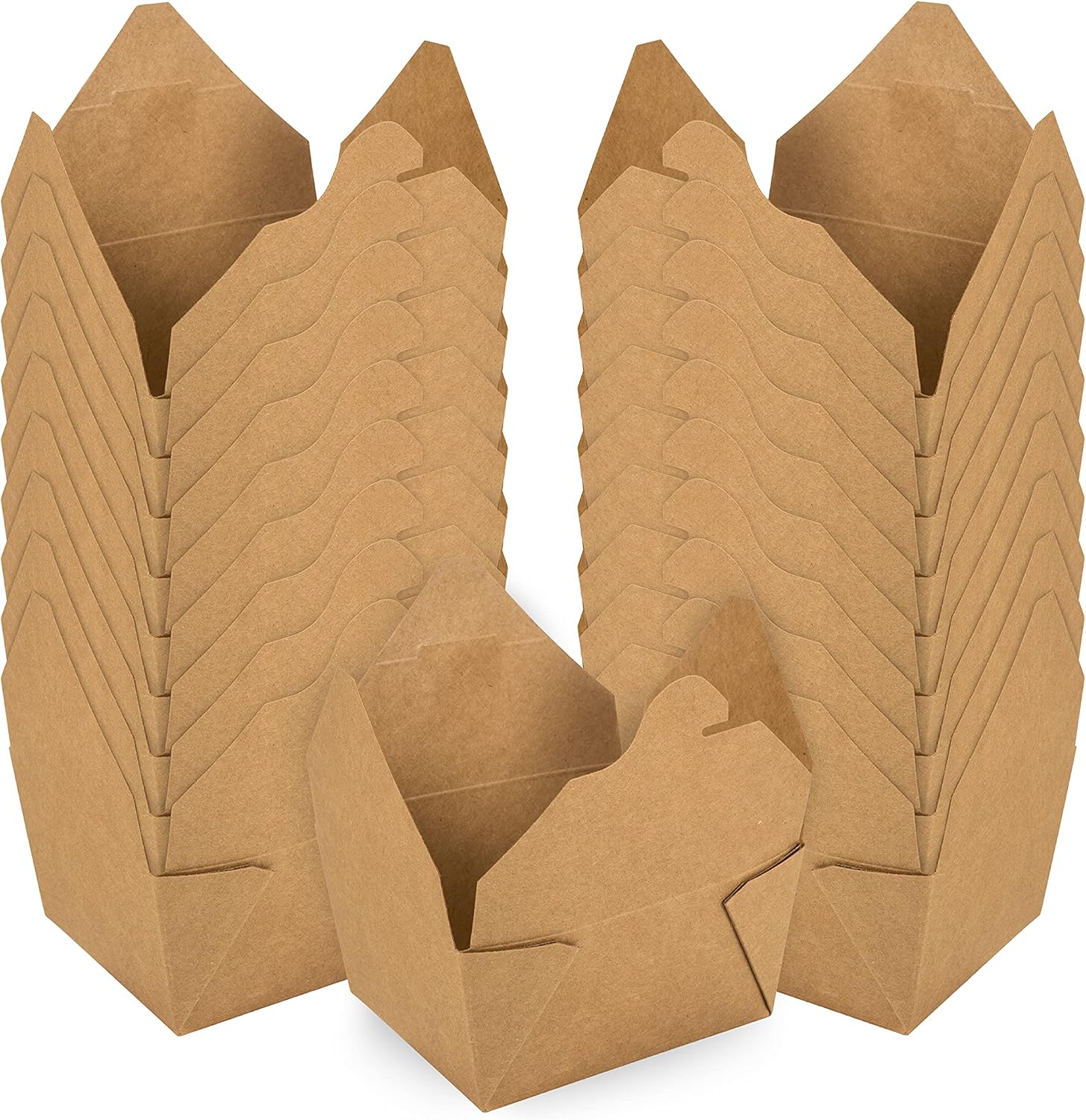 Pack of 300 (11 cm x 9 cm x 6.3 cm) Kraft Take-Out Container Box Size #1, PE Lined