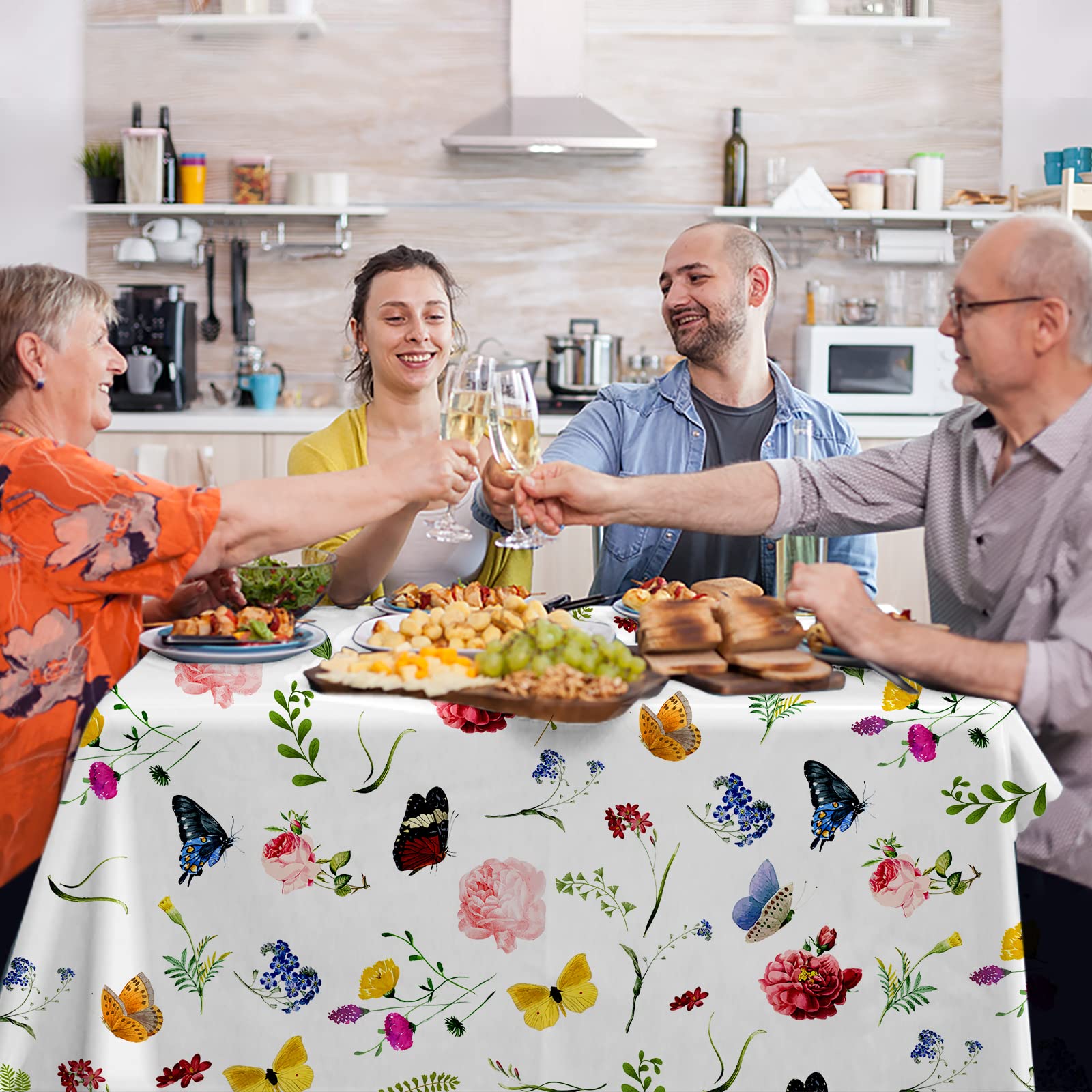 hometrixx Lente tafelkleed, rechthoekig, bloemen wasbaar polyester