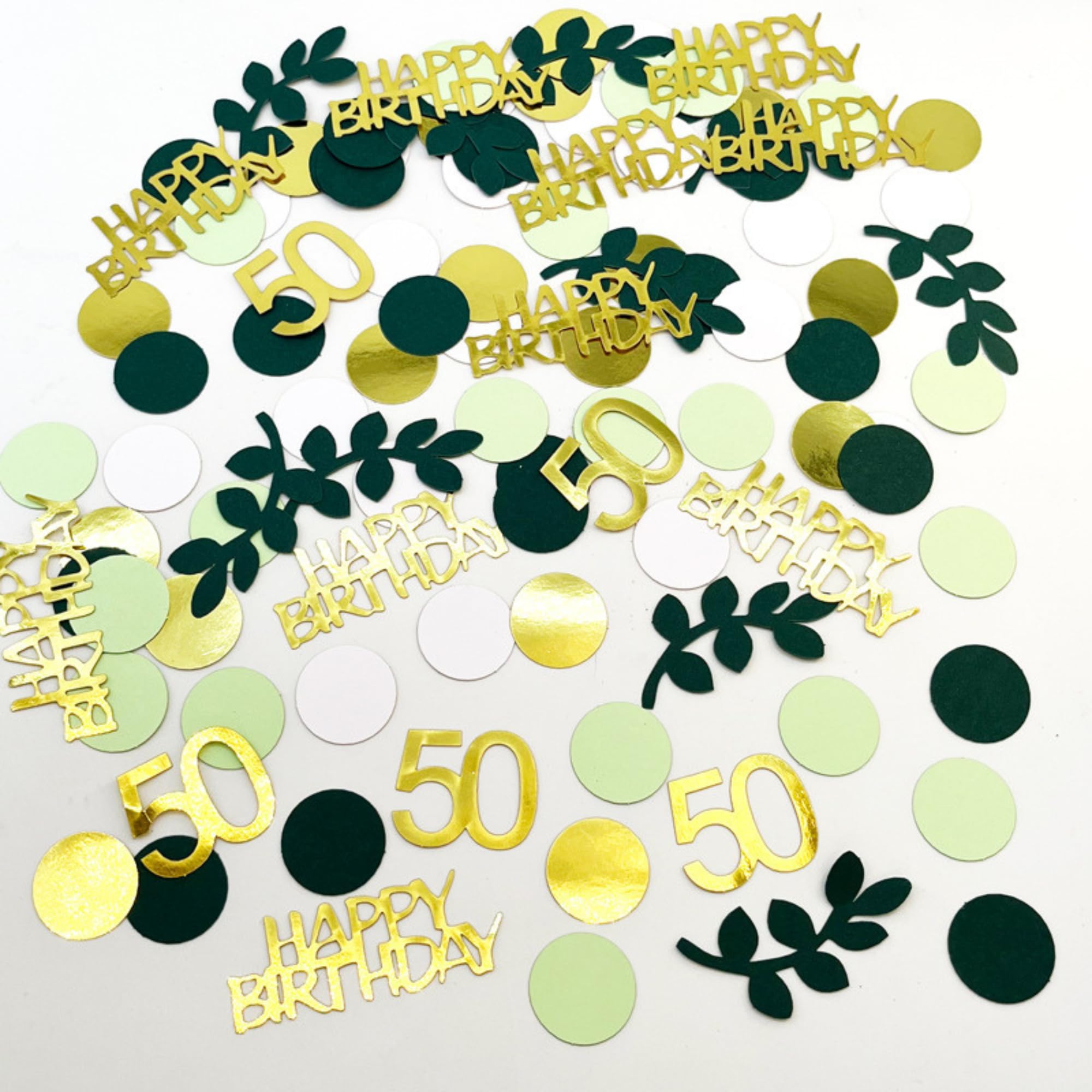 100 Stück 50 Geburtstag Konfetti 50th Tischdeko Konfetti für Mann Frau 50th Geburtstag Gedenktag Party Dekorationen Gold Grün