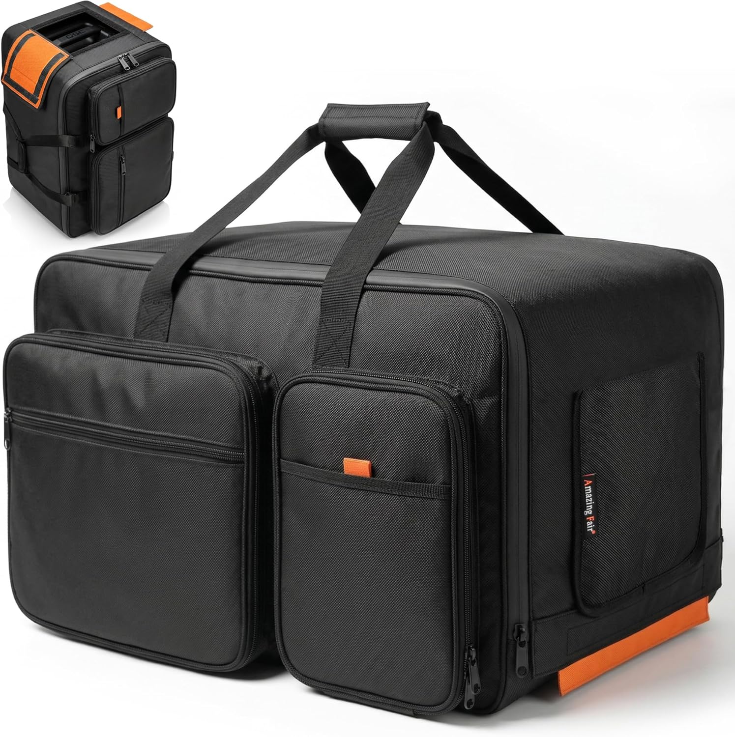 1680D Speaker Bag for QSC K12, Heavy-Duty 12" Speaker Tote with 6-Pad DIY Corner Protection, Accessory Pockets & Top Handle Access, Fits Yamaha DXR12, 24.5x15x15