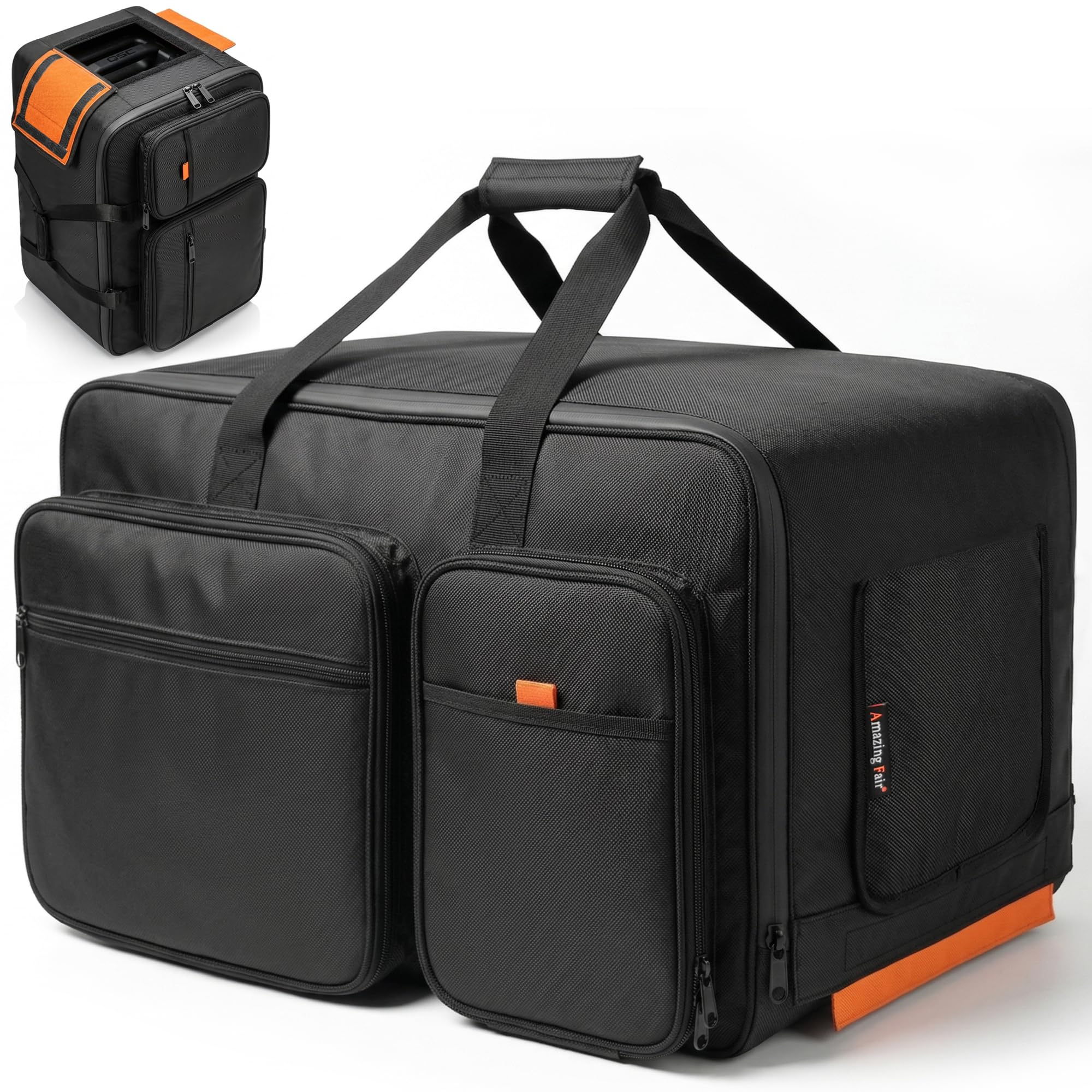 1680D Speaker Bag for QSC K12, Heavy-Duty 12 Speaker Tote with 6-Pad DIY Corner Protection, Accessory Pockets & Top Handle Access, Fits Yamaha DXR12, 24.5x15x15 (12 Speaker)
