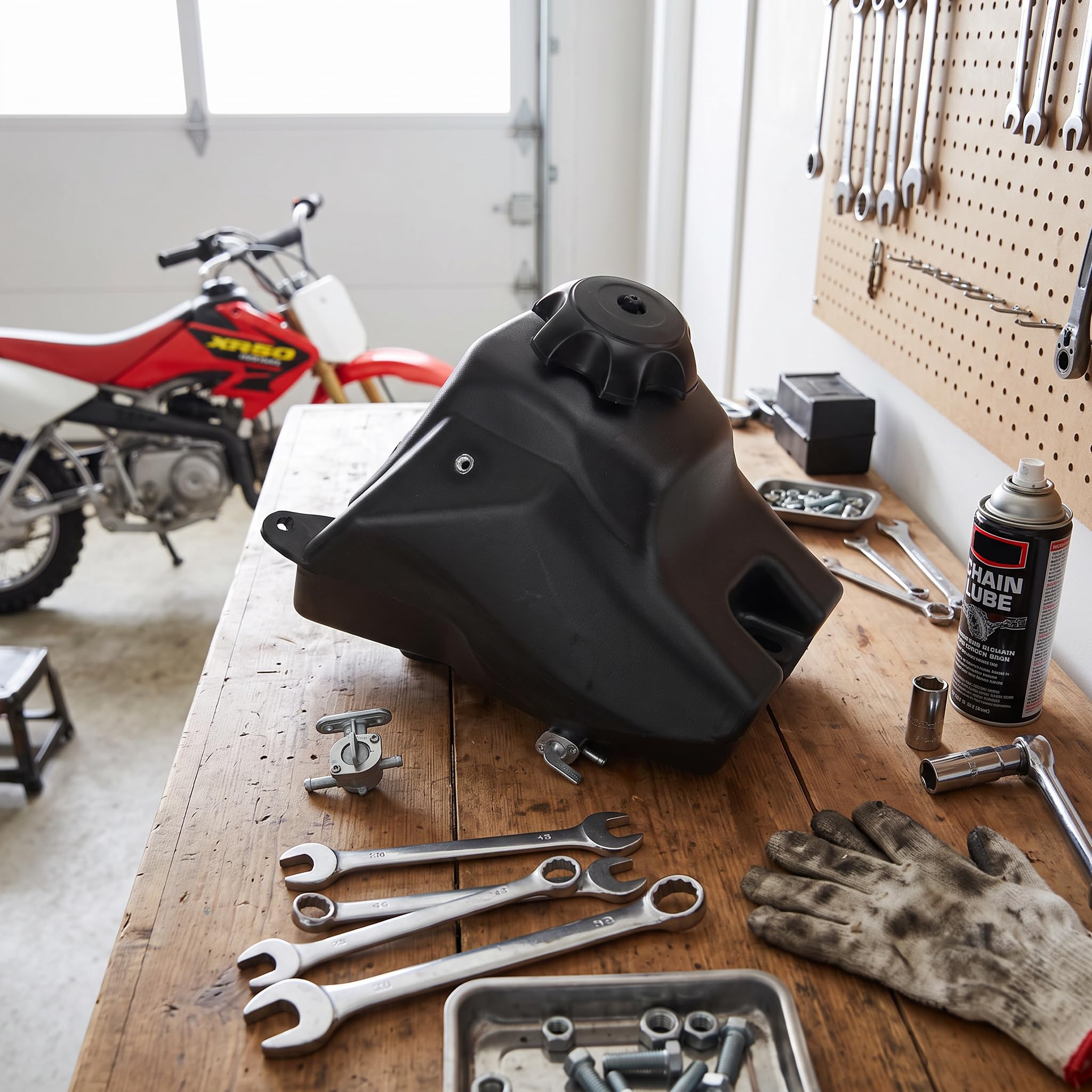 aqxreight Kraftstofftank, Schwarz Dirt Pit Bike Fuel Gas Tank mit Deckel Ersatz für XR50 CRF50 SR70 SR70B SR70c SR110