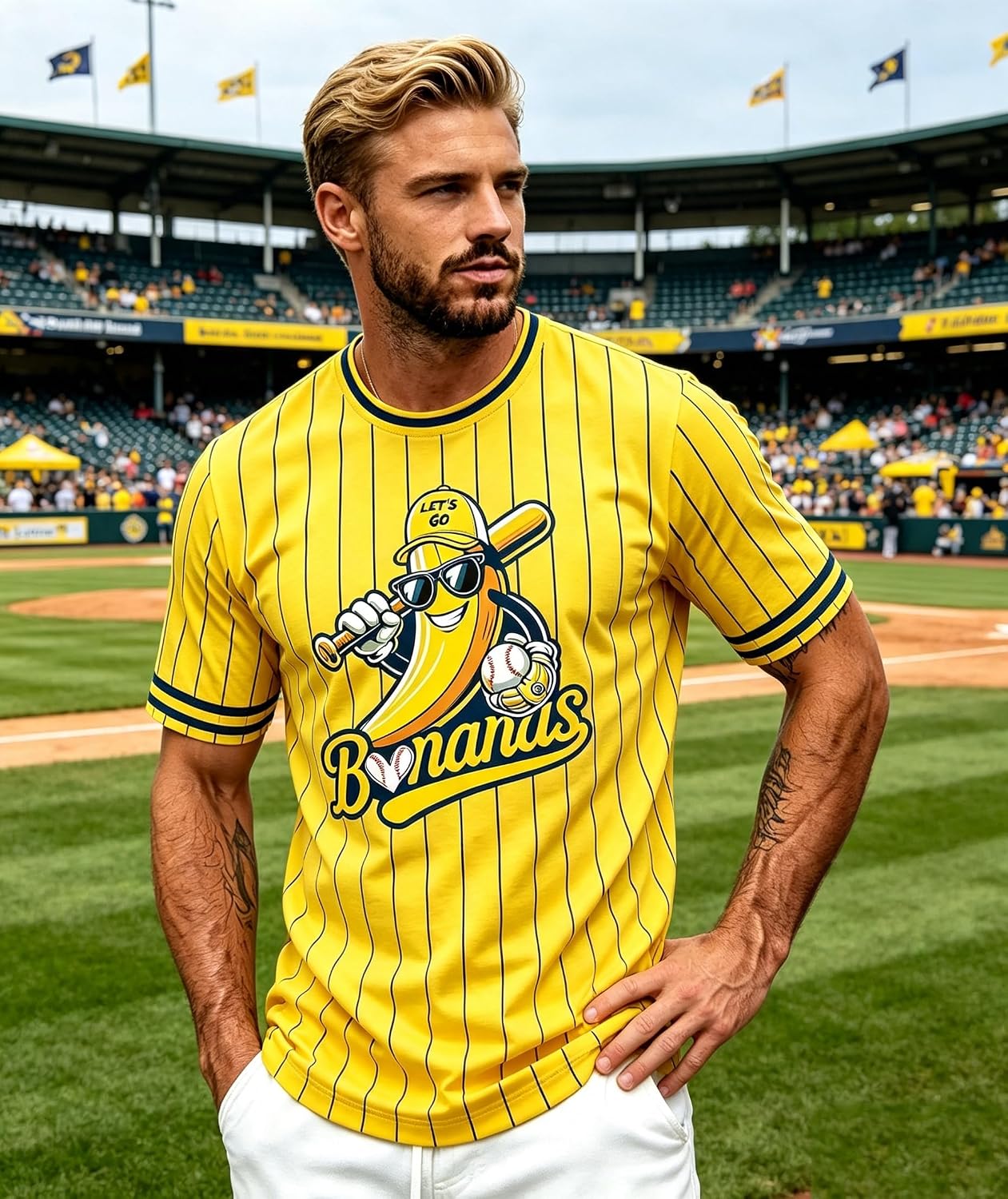 Baseball Jersey Men Funny Banana Shirt Game Day Fan Graphic Tops