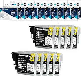 LCL Compatible for Brother LC61 LC-61 LC65 LC61BK LC65BK (10-Pack Black ) Ink Cartridge for Brother DCP-J140W 145C 165C 185C 195C 197 197C DCP373CW 365CN 375CW 385C 390CN DCP-377CW DCP-383C 395CN 535CN 585CW 595CN J715W 6690CN 6690CW J515N J715N