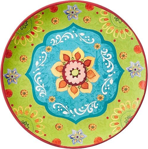 Miniatura 3 de Tunisian Sunset - Juego de vajilla de cerámica de 16 piezas, servicio para 4 – Coloridos platos, cuencos y tazas bohemios con patrones florales