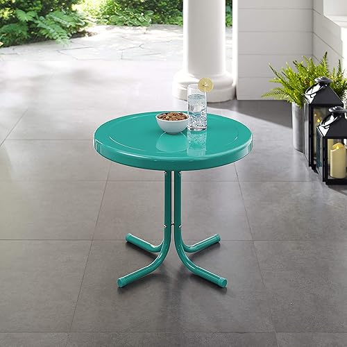 Vista 67 de Crosley Furniture Griffith - Mesa auxiliar de metal retro resistente a la intemperie para patio, terraza, porche, color rojo