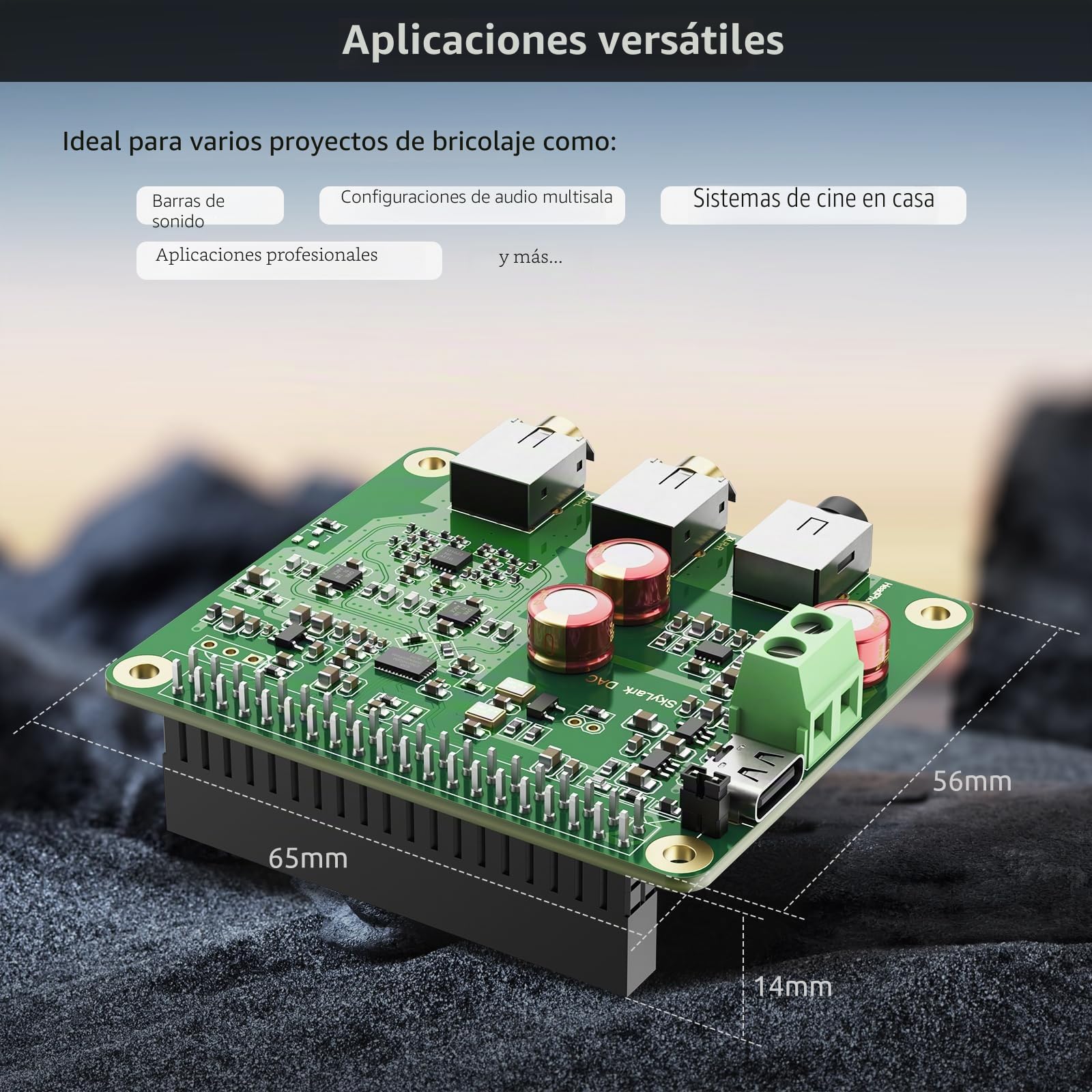InnoMaker HiFi DAC Pro Hat con ES9038Q2M para Raspberry Pi 5/4/3B+/3B/Zero - Tarjeta de Audio 384kHz/32bit y DSD512, DAC para Volumio/Moode, Salida Auriculares y Balanceada
