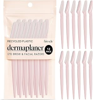 Kitsch Dermaplane Razor for Women Face – Face Razors for Women & Men, Eyebrow Trimmer & Face Shaver – Exfoliating Facial Razor & Skin Care Tool for Smoother Skin - Blush, 12 pcs
