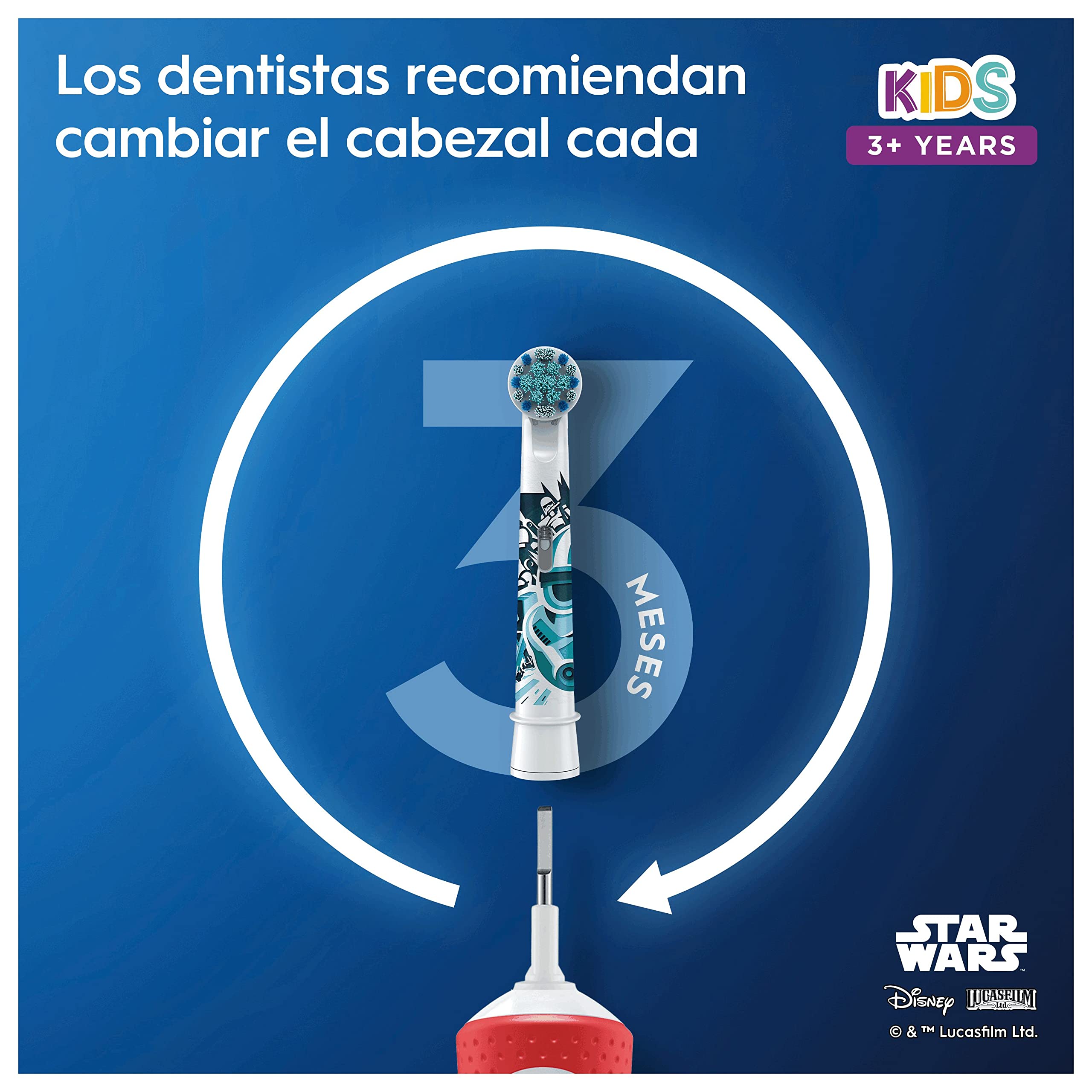 Oral-B Junior Cepillo Eléctrico, 1 Mango De Star Wars, 2 Cabezales, Diseñado Por Braun, Apto Para Niños Mayores De 6 años