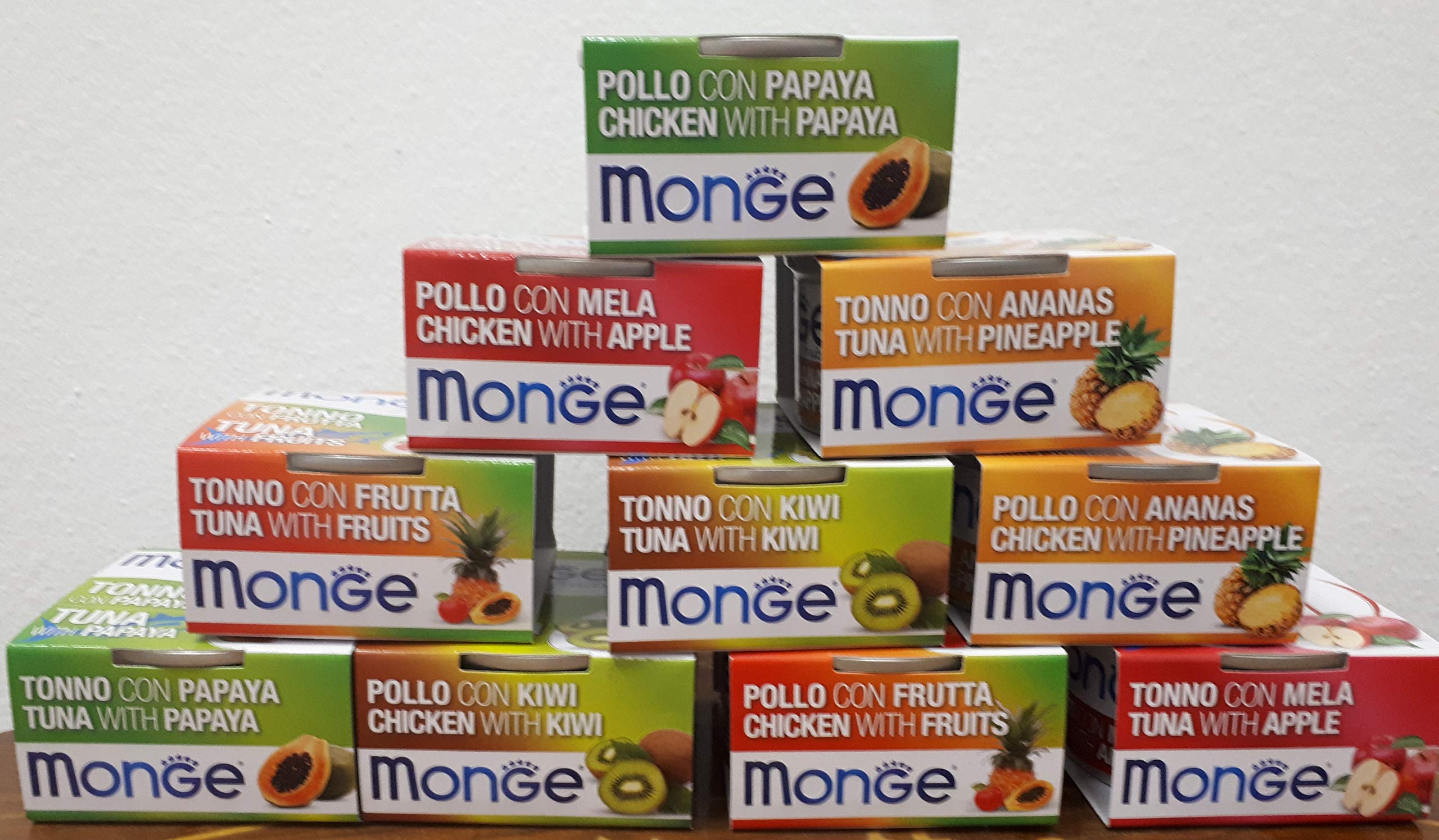Monge 50 Pueden Pollo O ATÚN con Frutas para Gatos 80 GR