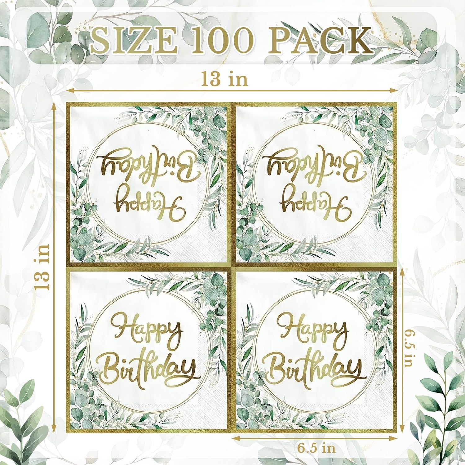 100 Pack Party Napkins 2 Ply,6.5 x 6.5 Inch, Sage Green image 2