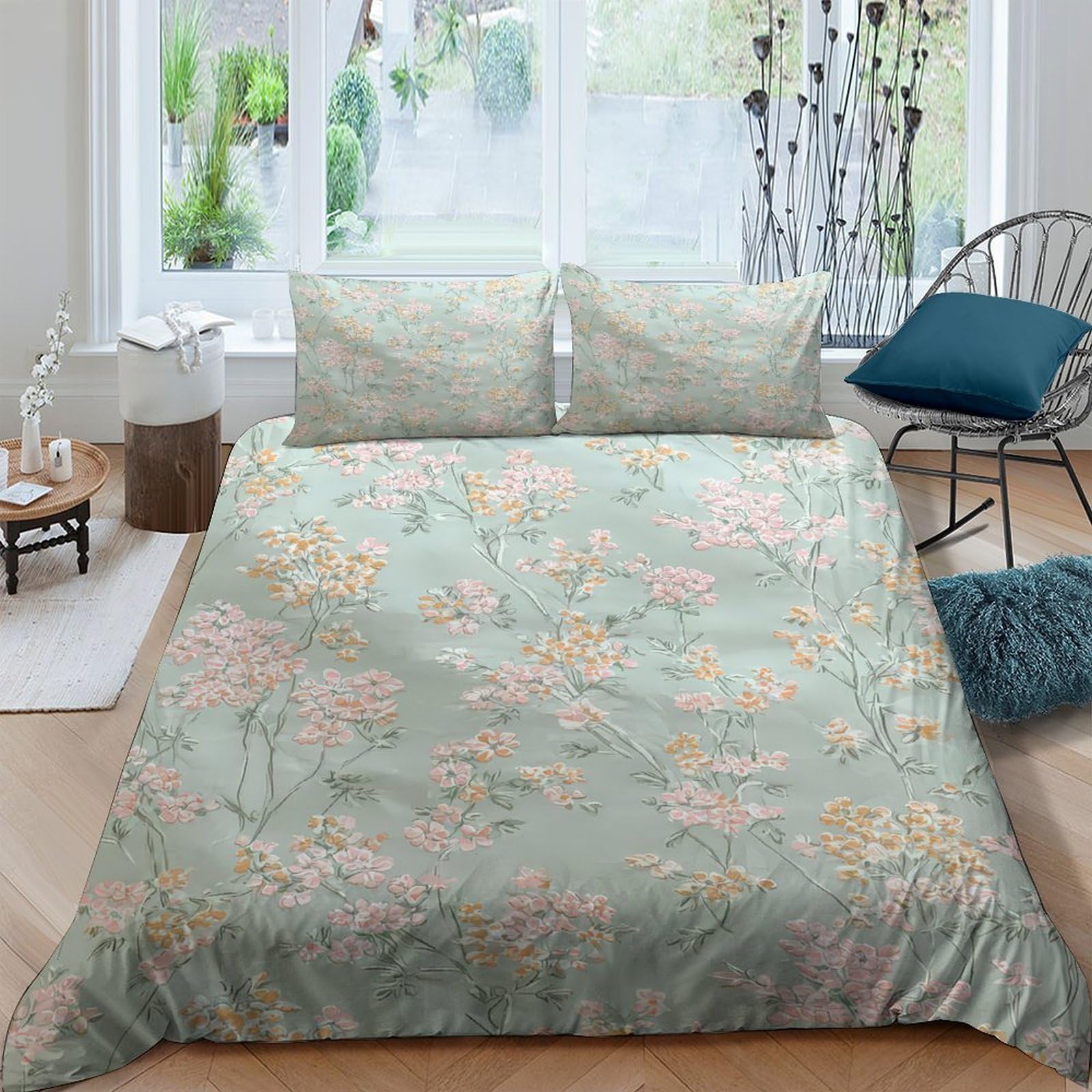 Ctjqhvkz Style-2 3D Printed Watercolor Botanical Fitted Sheet Microfiber Soft Breathable Floral Mattress Cover For Bedroom Guest Room Decor Single（135X200cm）