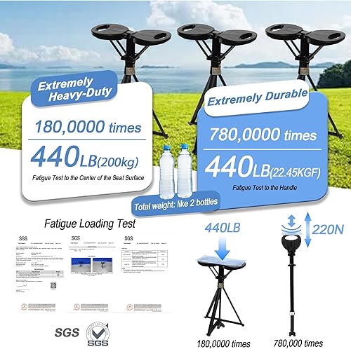 Miniatura 5 de Walking Cane with Seat Folding Lightweight, Portable Cane Seat with Carry Bag, Walking Stick with Seat for Seniors & Adults, Foldable Adjustable