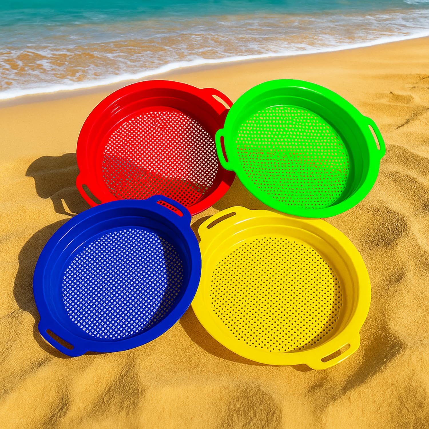PET 7cm×5m 100cm/loop 清风海岸 Amazon.com: Skylety 4 Pcs Sand Sifter Sieves for Beach 9.75