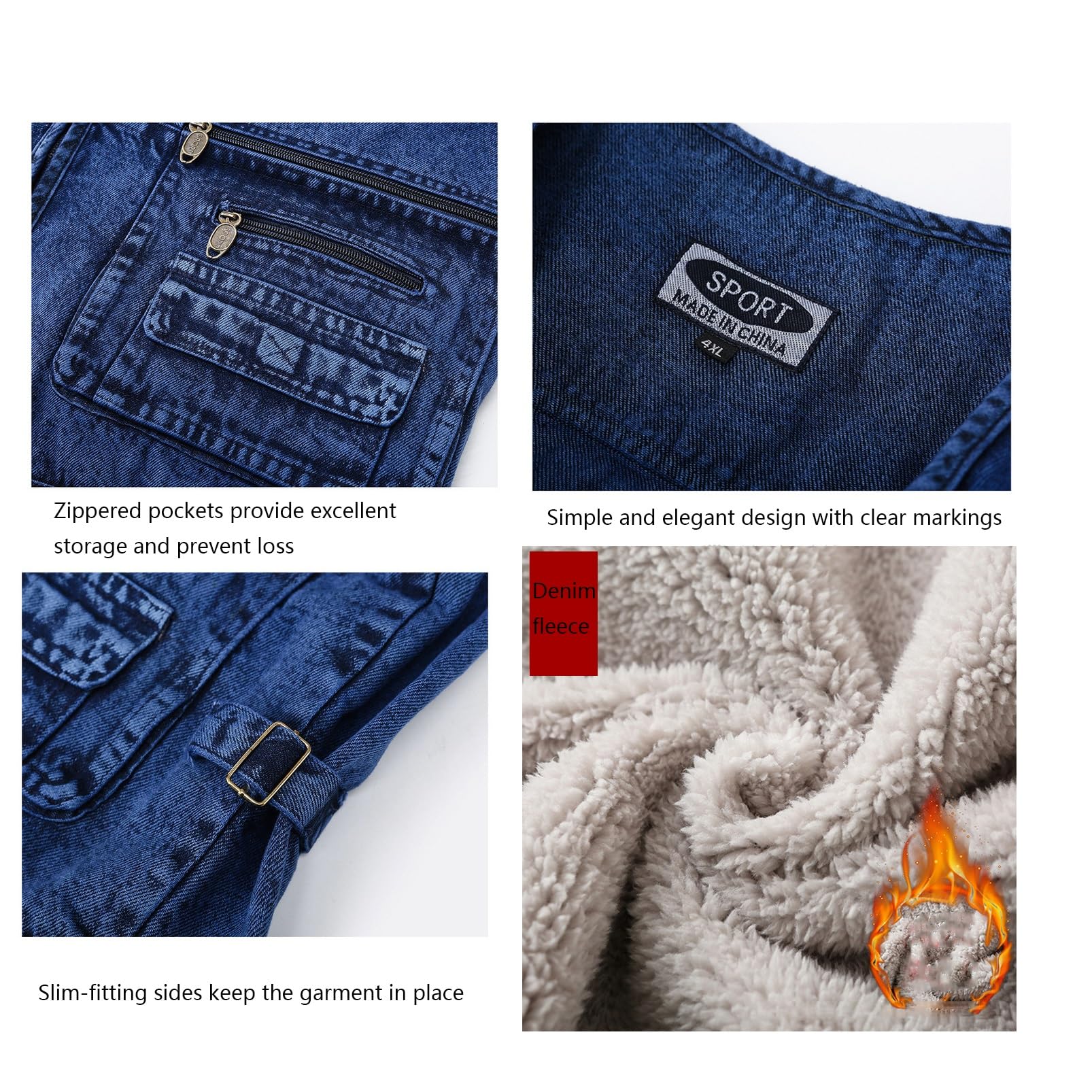 CLSQLXYJZC Gilet Casual Fotografo Uomo, Gilet Retrò Multitasche In Denim Con Cerniera Scollo A V Traspirante Da Pesca, Giacca Da Campeggio Senza Maniche, Per Caccia, Escursionismo, Ciclismo
