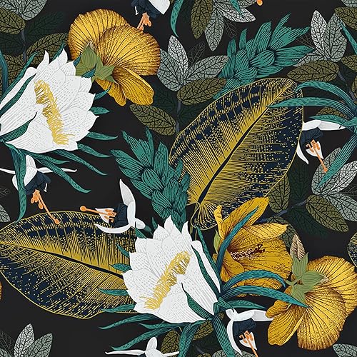 Miniatura 9 de Papel tapiz floral azul marino, rosas doradas, papel tapiz vintage negro claro, papel adhesivo autoadhesivo para revestimiento de estantes, rollo de