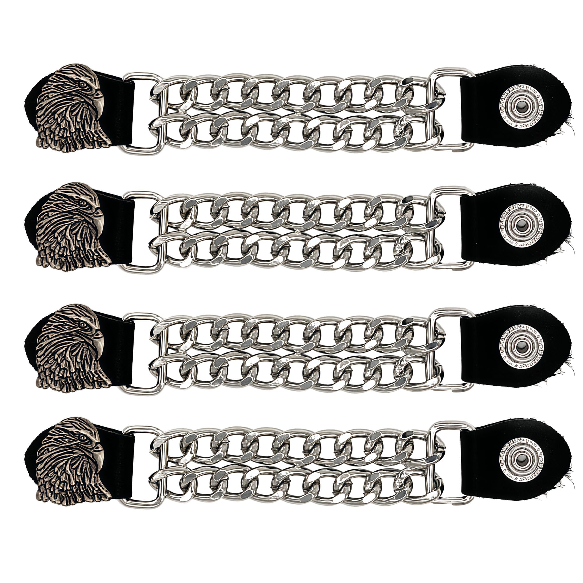 Motorcycle Vest Extenders for Men &amp; Women - 4 PCS Leather Vest Extensions for Biker - Durable Double Chrome Chains