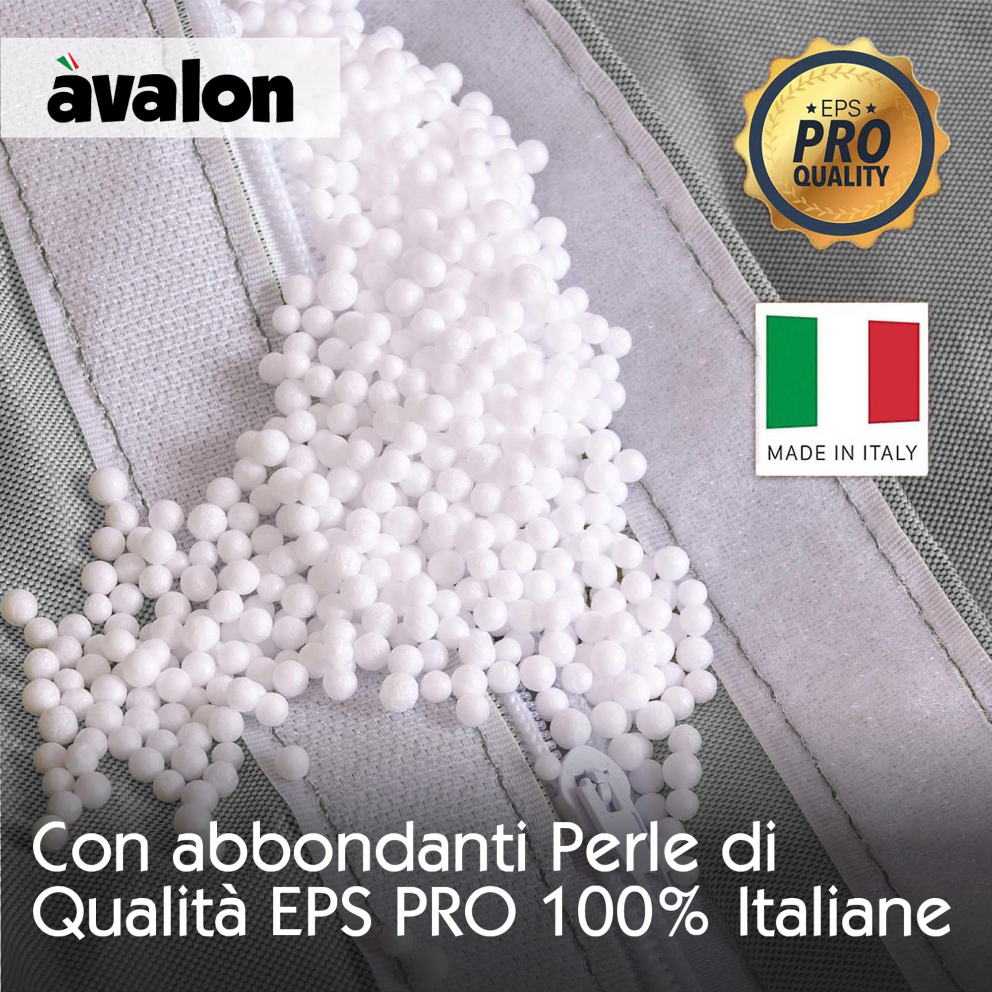 Avalon - Puff Poltrona Sacco Grande L Jive Deluxe Sfoderabile, Pouf Sacco di Qualità Sartoriale, Bean Bag per Sedersi Ergonomico, Tessuto Antistrappo Impermeabile, Made in Italy(80x125cm-Grigio)