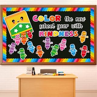 Crayon Bulletin Board Decorations Colorful Crayon Classroom Bulletin Board Border Set Color The New School Year with Kindness Cutouts Back to School Preschool Chalkboard Wall Supplies